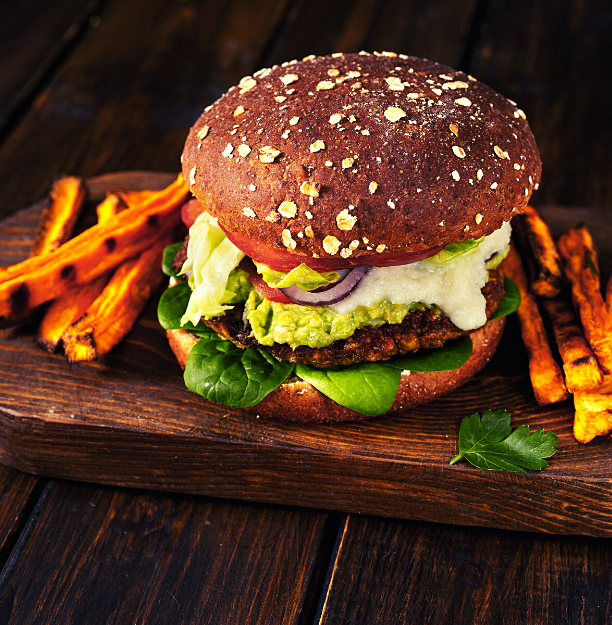 Lentil Burger with Homemade Barbeque Sauce