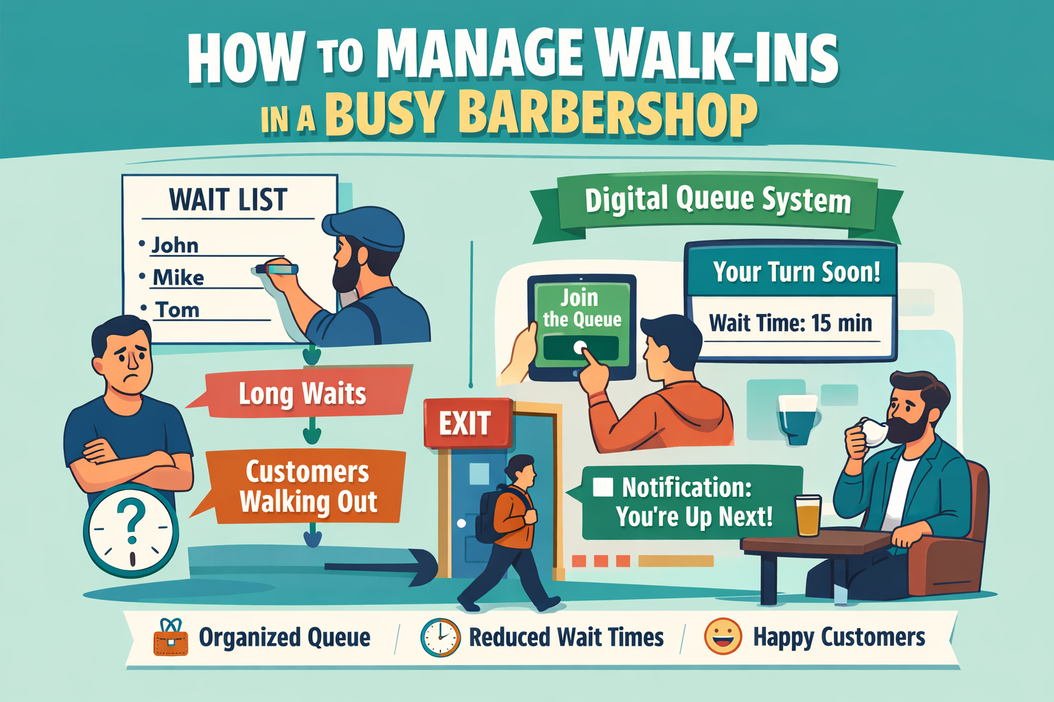 How to Manage Walk-Ins in a Busy Barbershop (Stop Customers Walking Out)