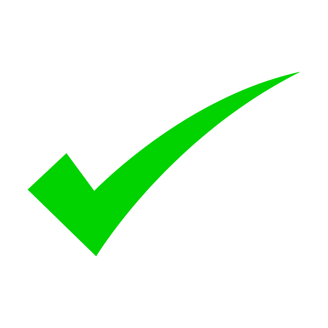Green check mark icon on black background