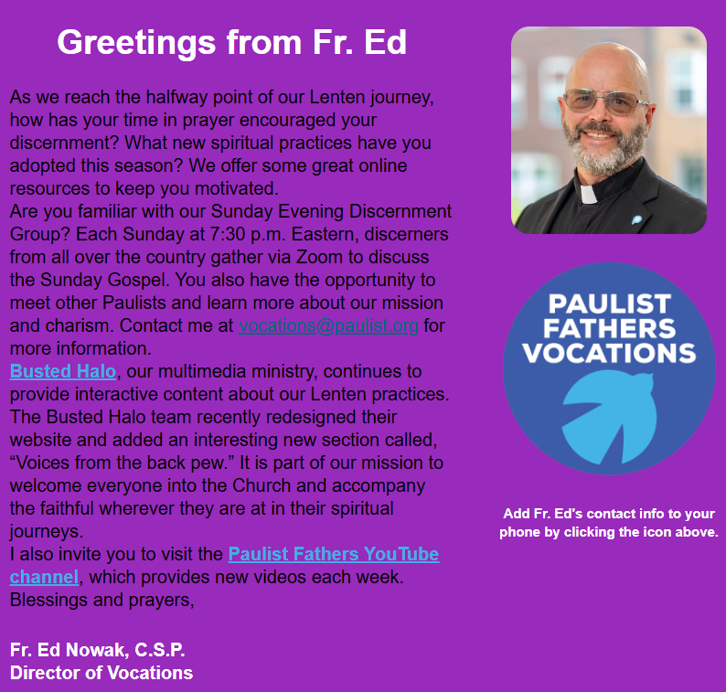 Read the March 16 edition of “Call of the Spirit,” our electronic newsletter