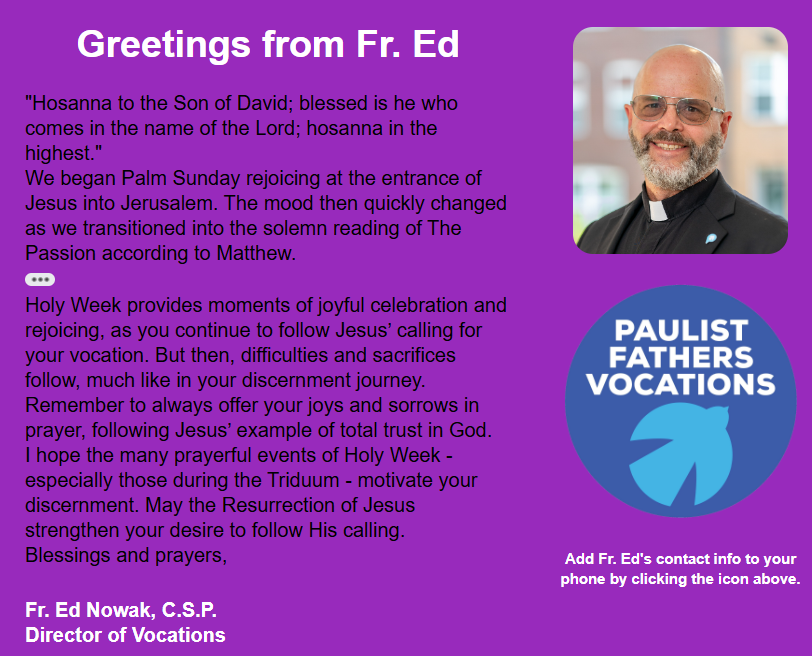 Read the March 30 edition of “Call of the Spirit,” our electronic newsletter