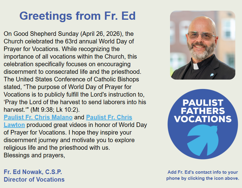 Read the April 27 edition of “Call of the Spirit,” our electronic newsletter