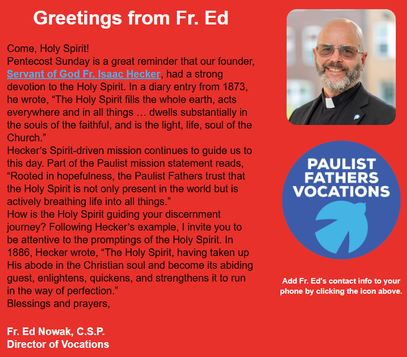 Read the May 25 edition of “Call of the Spirit,” our electronic newsletter