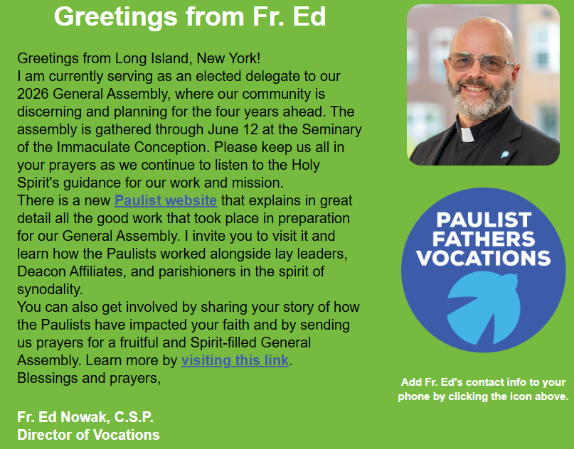 Read the June 8 edition of “Call of the Spirit,” our electronic newsletter