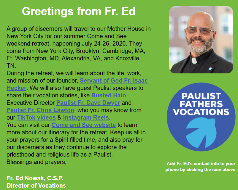 Read the July 20 edition of “Call of the Spirit,” our electronic newsletter