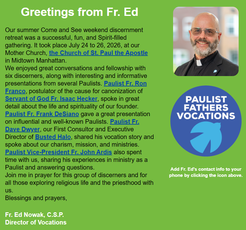 Read the August 3 edition of “Call of the Spirit,” our electronic newsletter