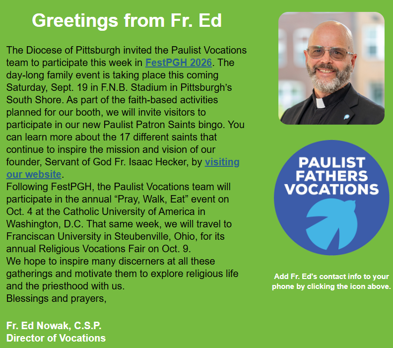 Read the Sept. 14 edition of “Call of the Spirit,” our electronic newsletter