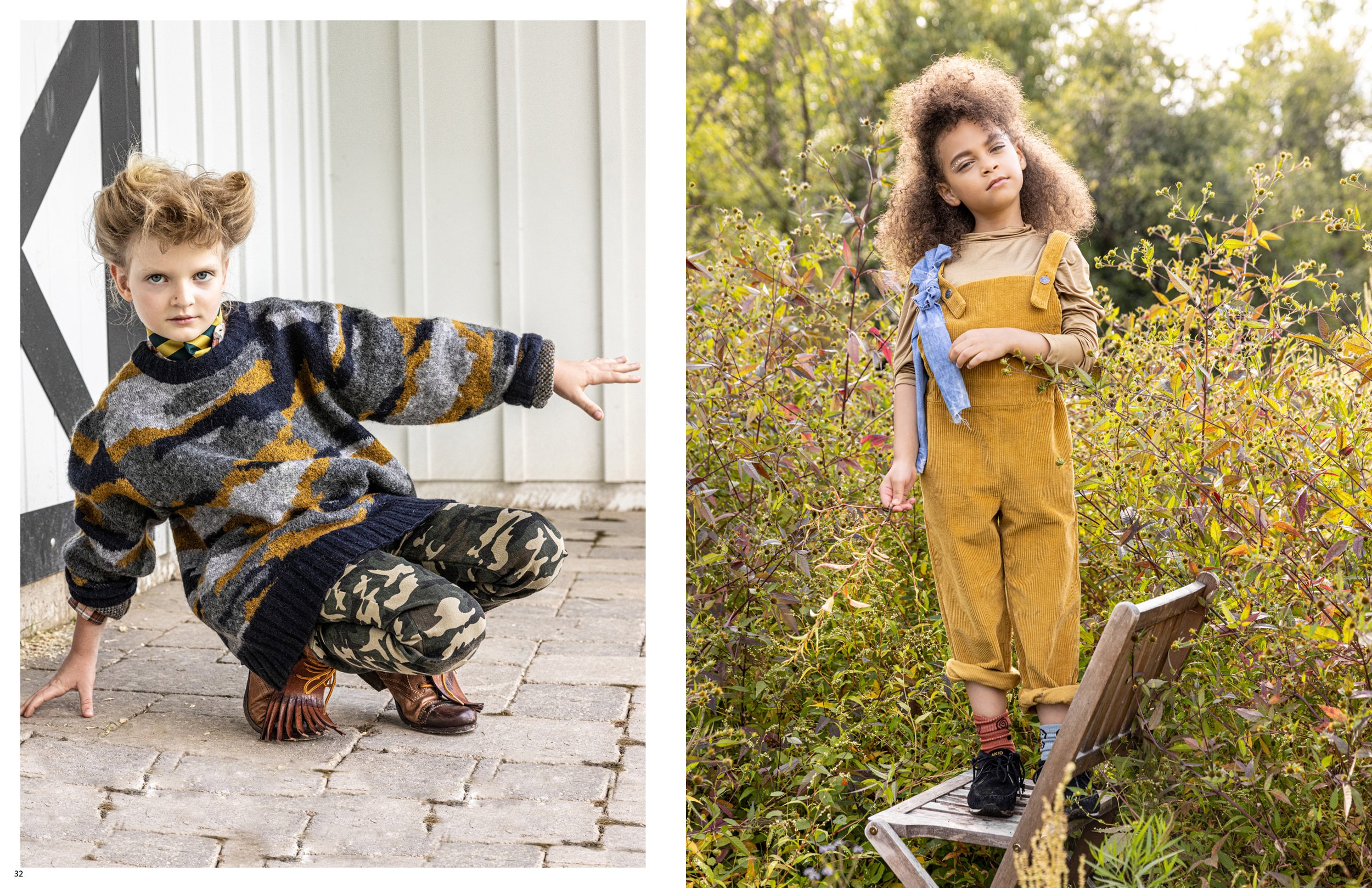 ON NOVALIE /
REPOSE AMS top /
THE NEW SOCIETY overalls /
UPCYCLE BY LARK bow /
ON KAYO /
CYRILLUS shirt /
MOLO Sweater /
APPAMAN pant /
UPCYCLE BY LARK boots