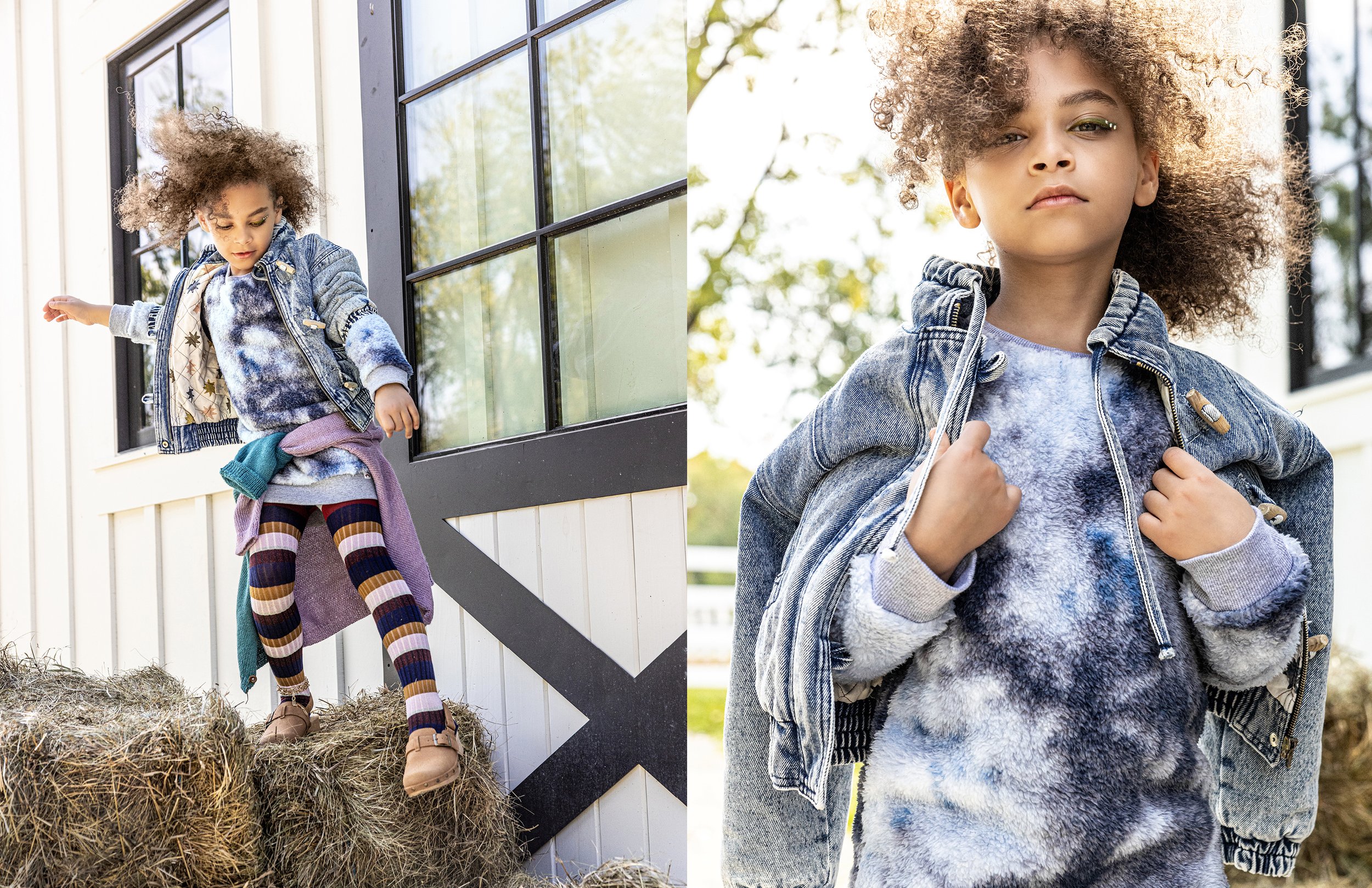 ON NOVALIE /
APPAMAN fleece dress /
MOLO tights /
THE NEW SOCIETY denim jacket /
CABBAGES + KINGS sweater /
TARGET shoes