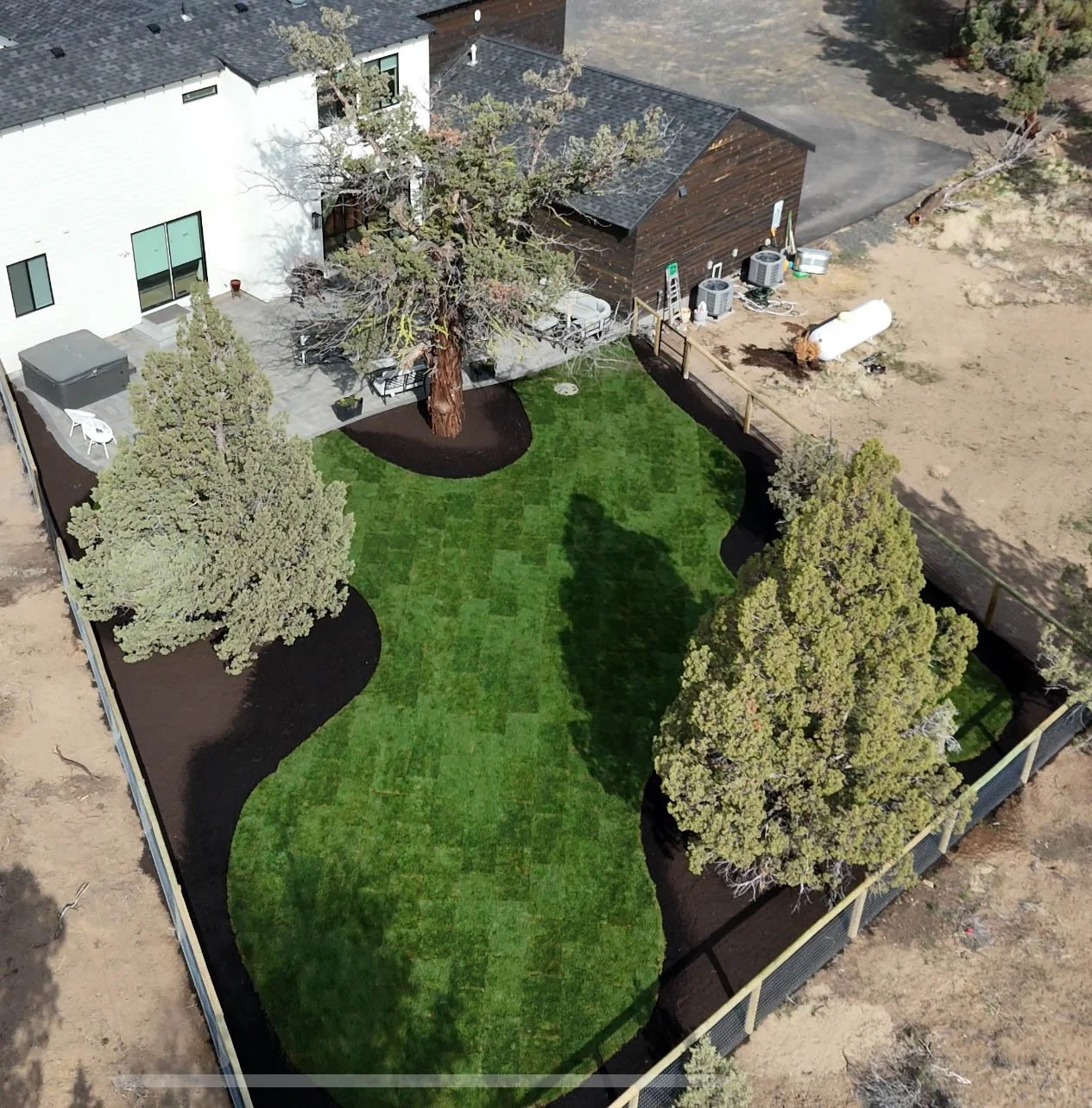 Freshly laid sod installation, Bend Oregon