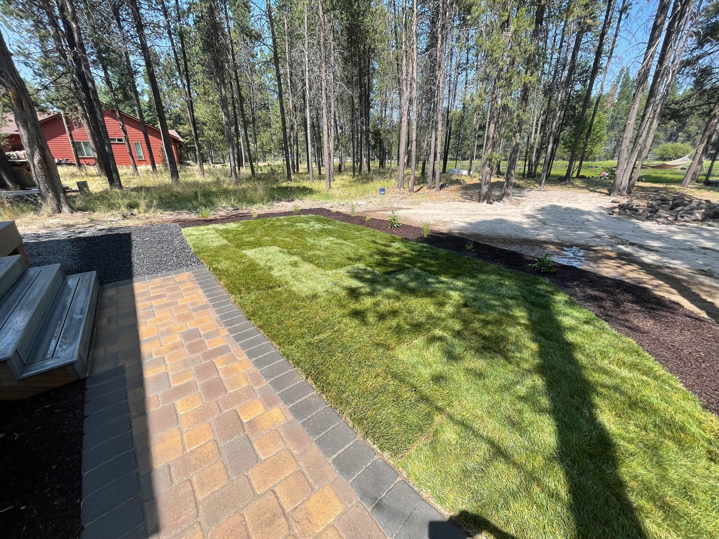 Freshly laid sod installation, Bend Oregon