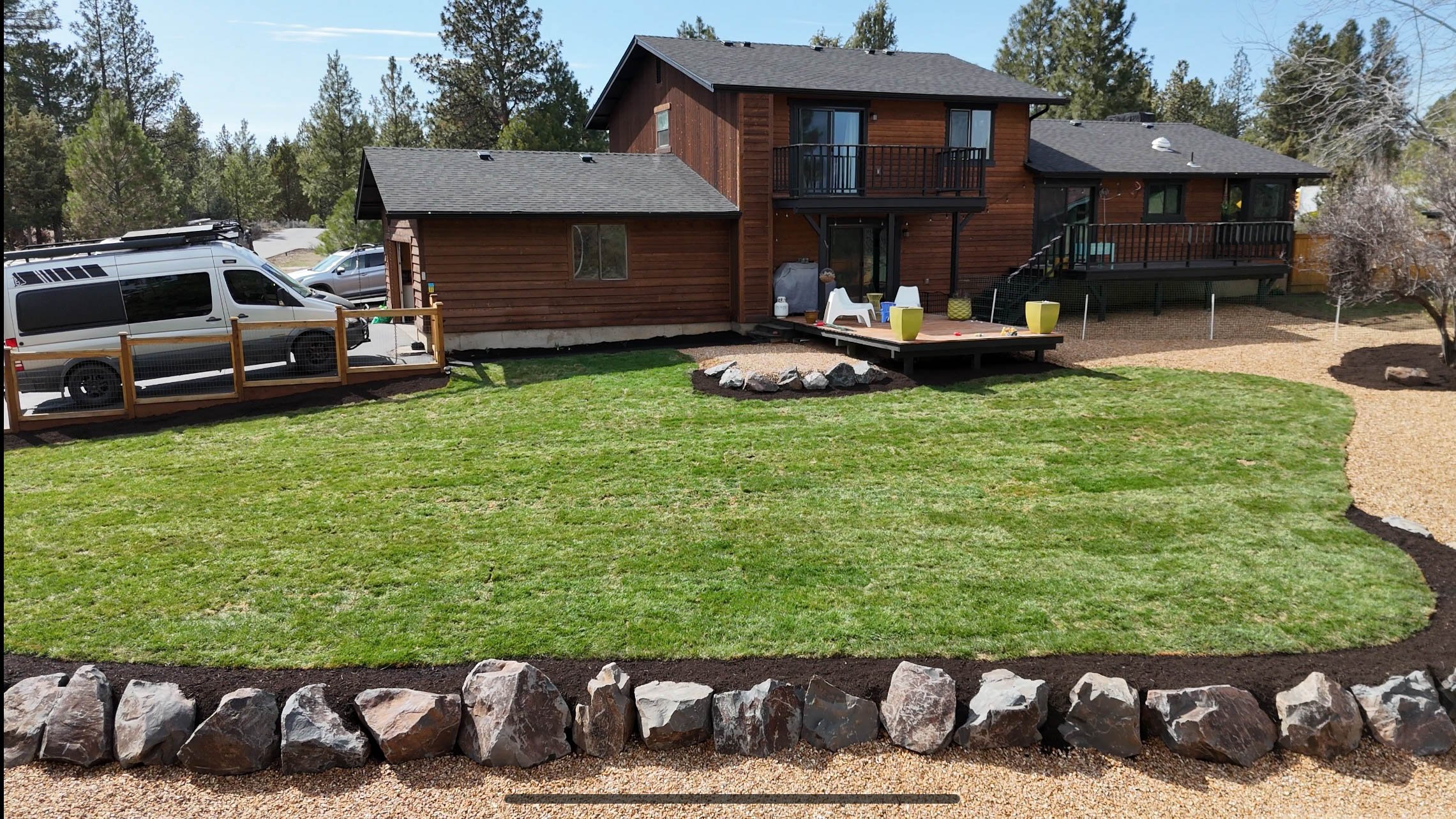 Sod installation on graded soil, Bend Oregon