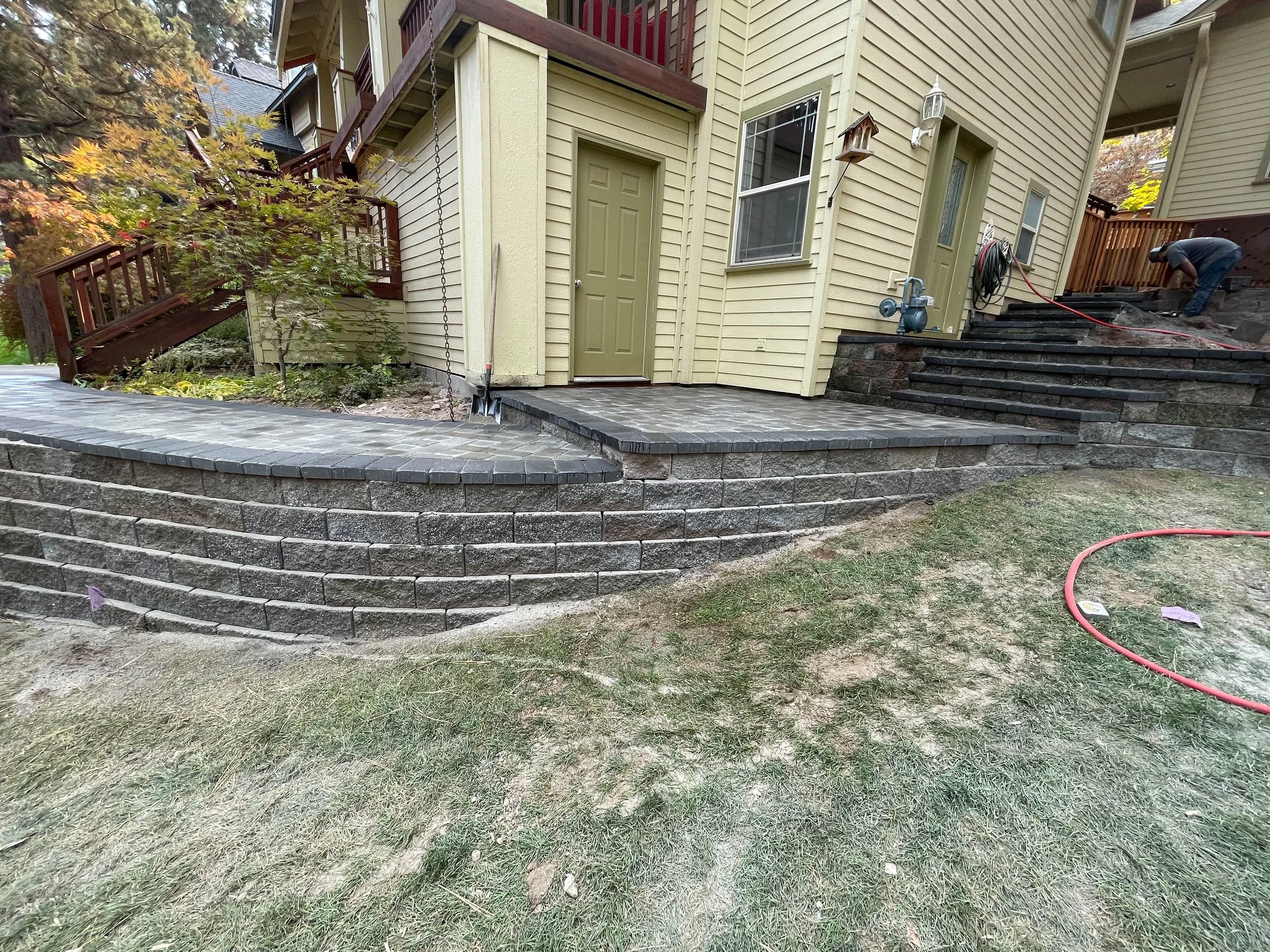 Custom paver staircase with retaining wall, Bend Oregon