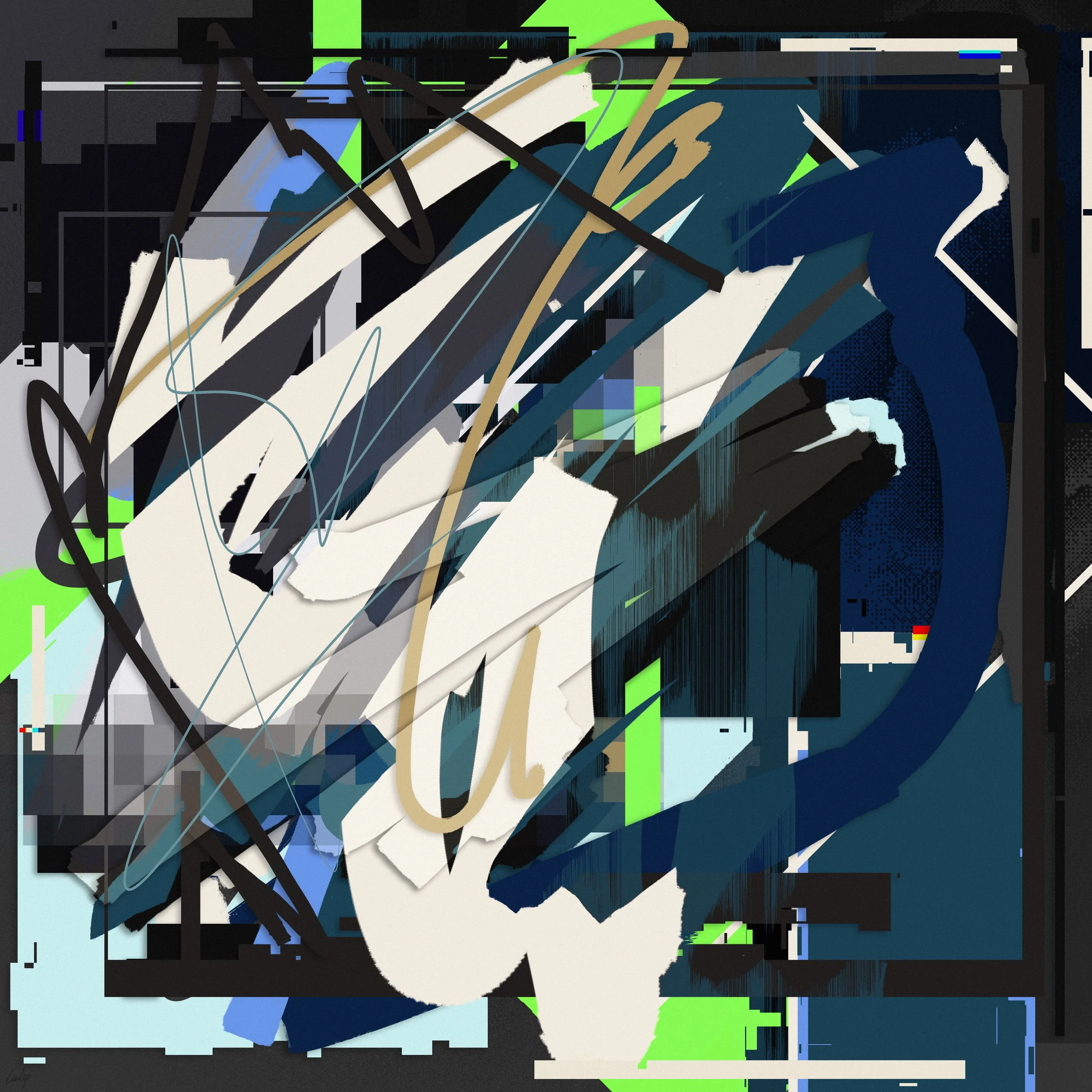 Contemporary abstract digital glitch art by lucclop. Cryptoart / NFT. UK modern art. 