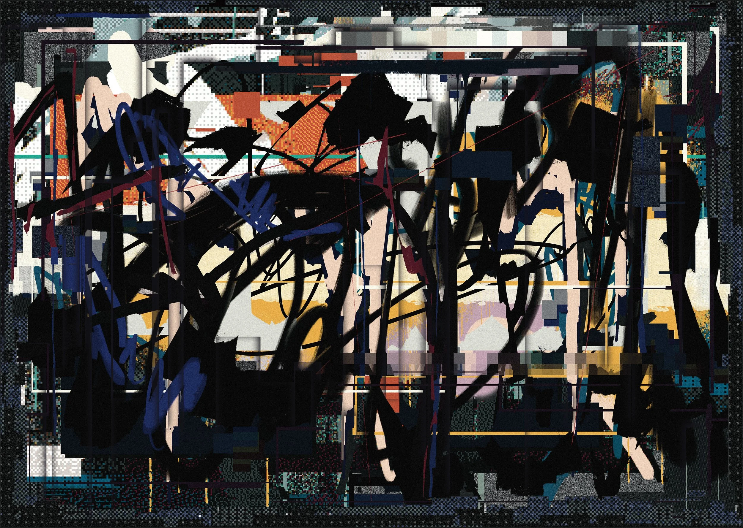 Contemporary abstract digital glitch art by lucclop. Cryptoart / NFT. UK modern art. 