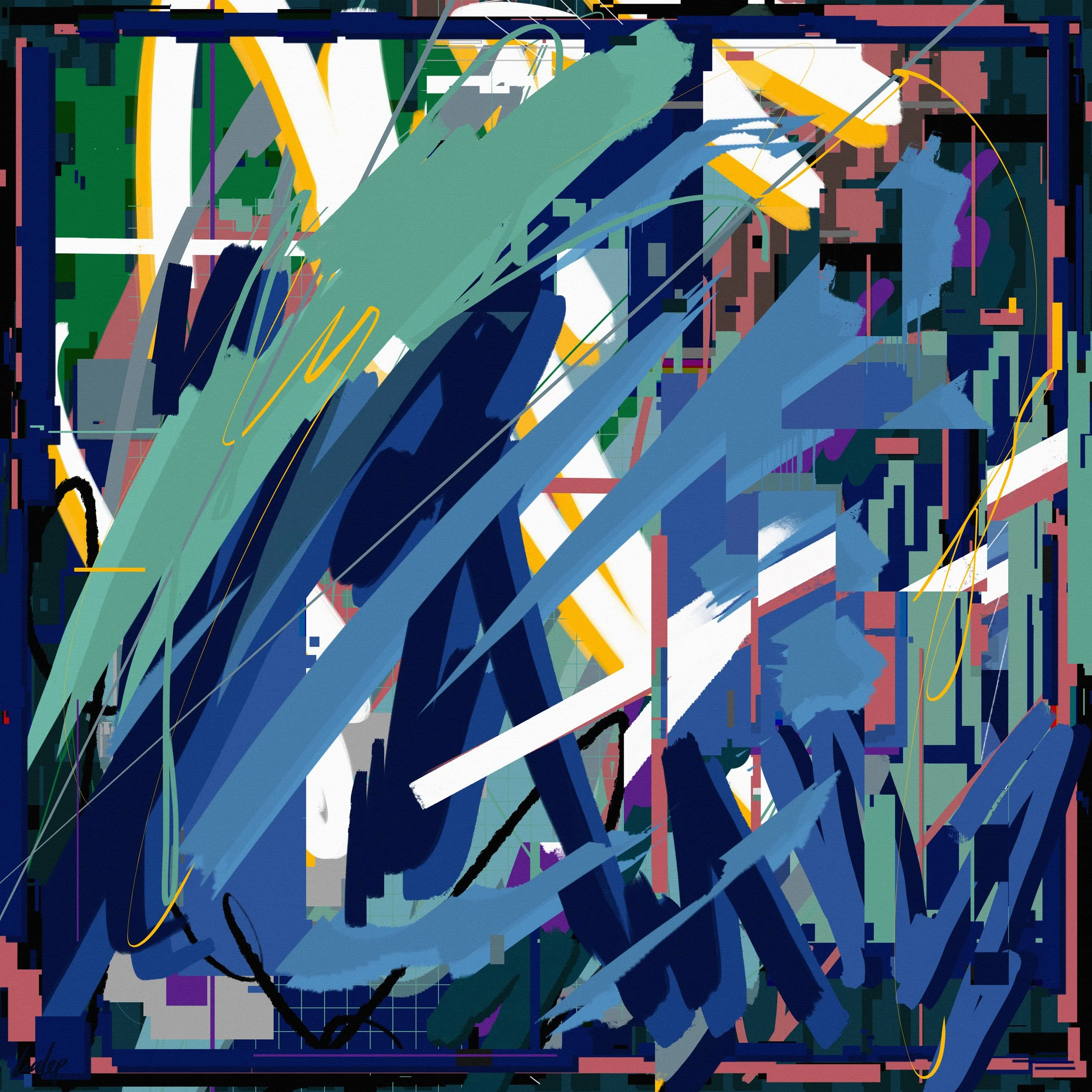 Contemporary abstract digital glitch art by lucclop. Cryptoart / NFT. UK modern art. 