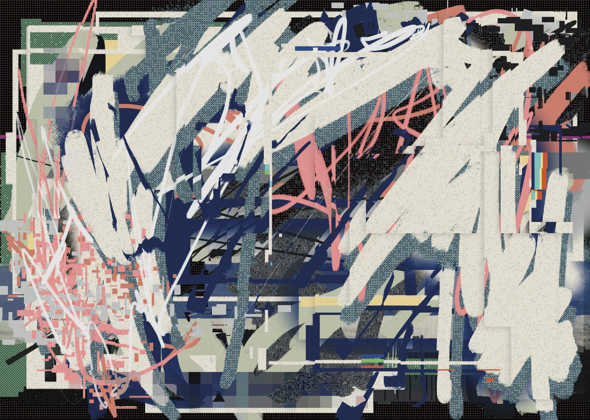 Contemporary abstract digital glitch art by lucclop. Cryptoart / NFT. UK modern art. 