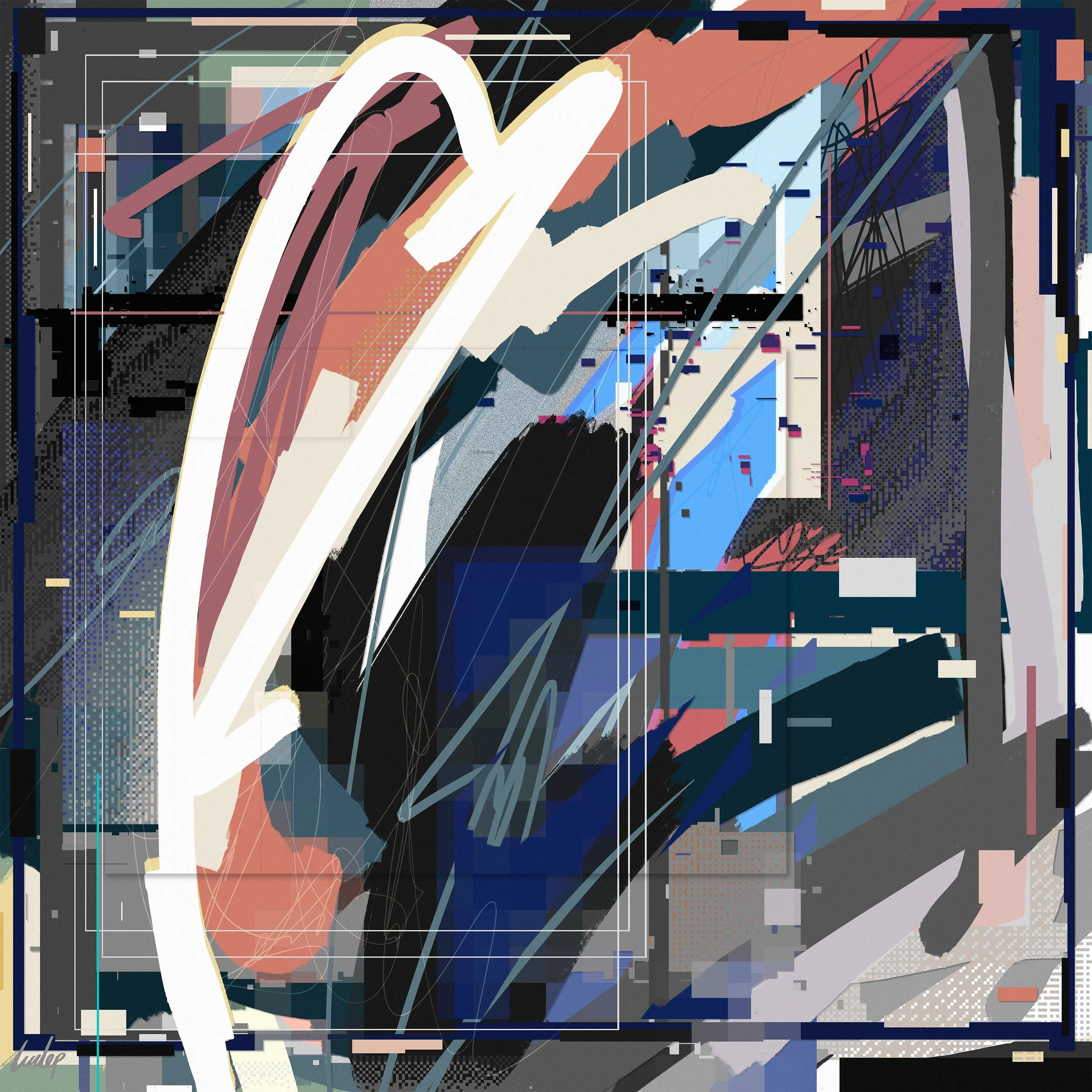 Contemporary abstract digital glitch art by lucclop. Cryptoart / NFT. UK modern art. 