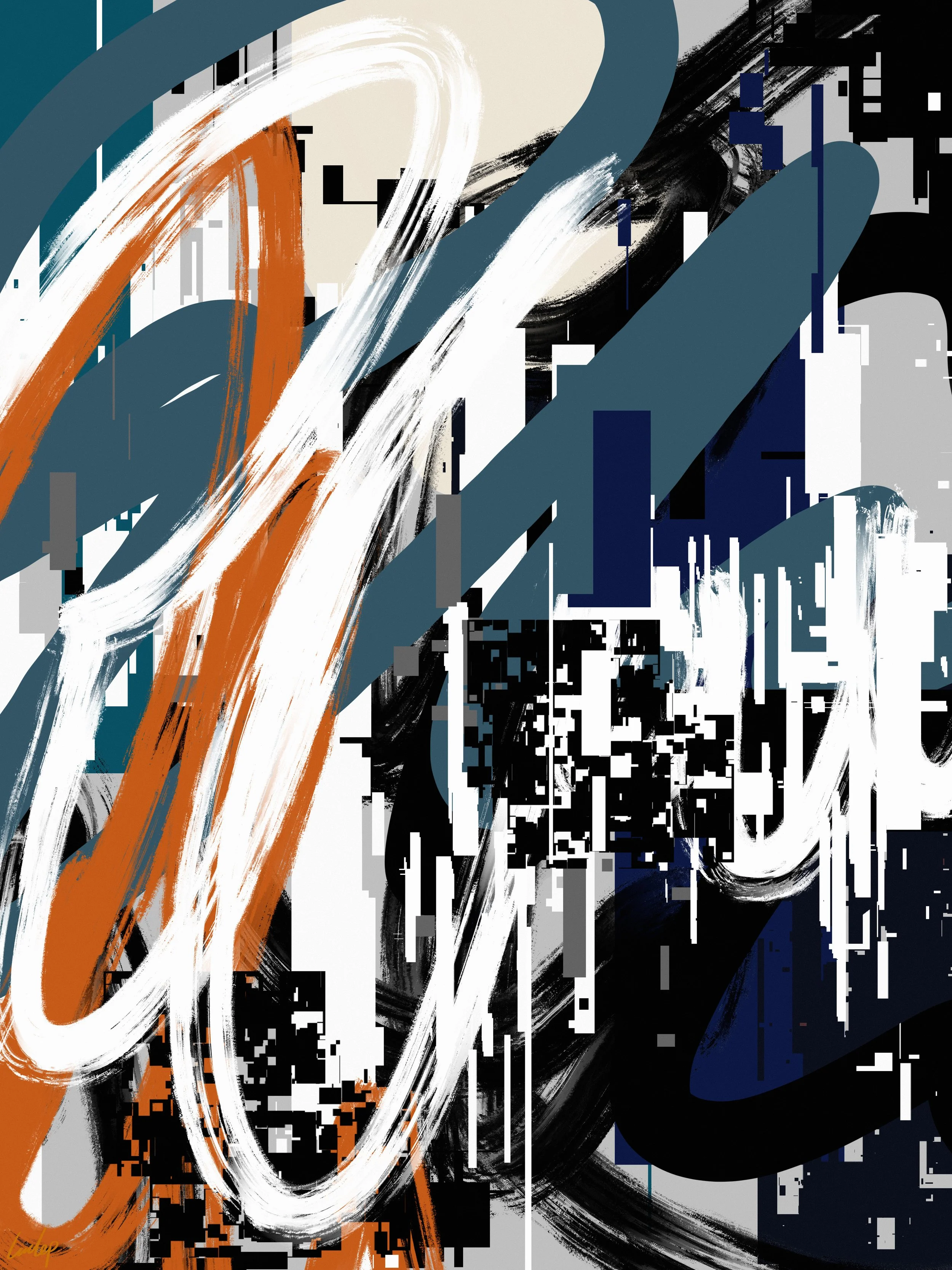 Contemporary abstract digital glitch art by lucclop. Cryptoart / NFT. UK modern art. 