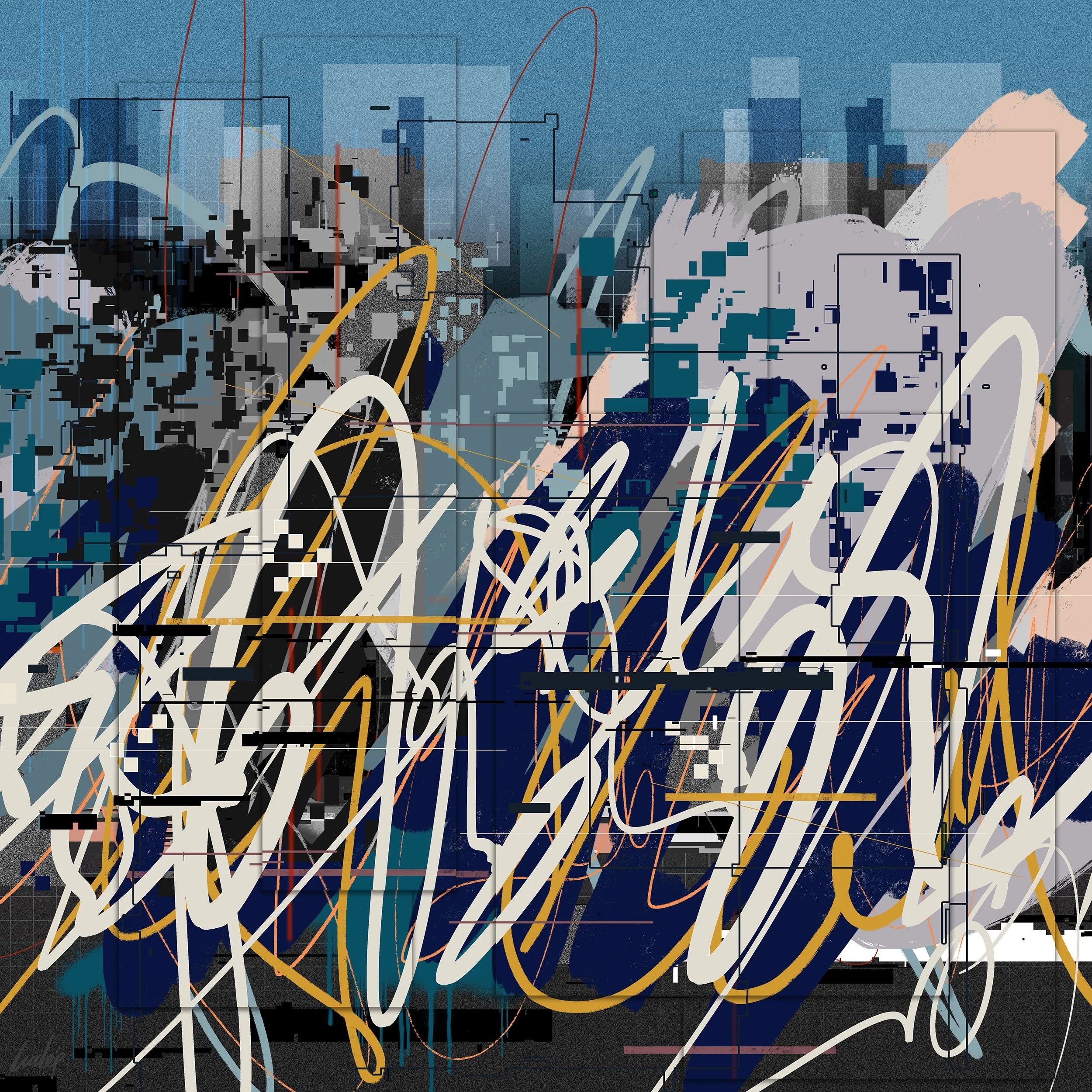 Contemporary abstract digital glitch art by lucclop. Cryptoart / NFT. UK modern art. 