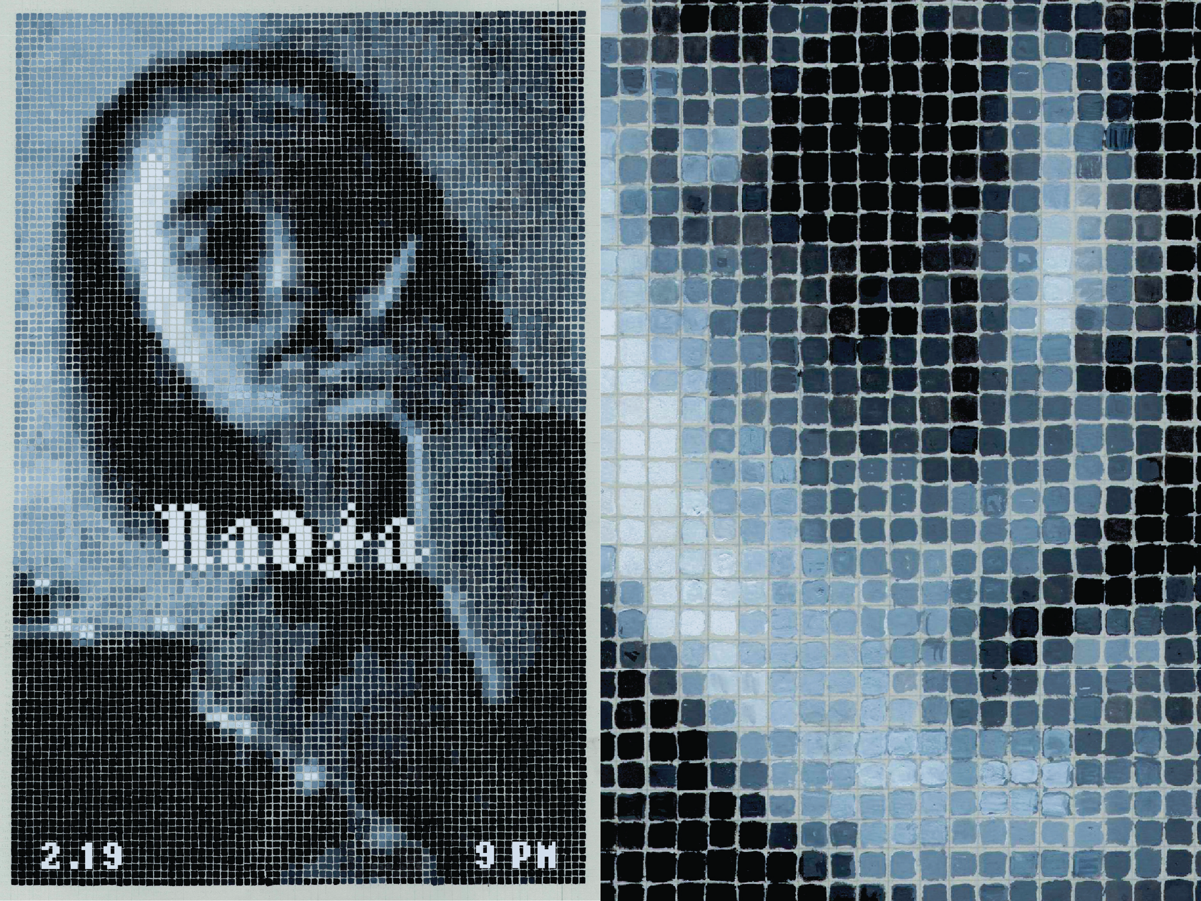 This poster artwork for Michael Almereyda's 1994 film Nadja was created for a special Plazadrome presentation of the new 4K restoration. It is a hand-painted reproduction of a "pixelvision" still from the film, consisting of over 9,000 half centimete