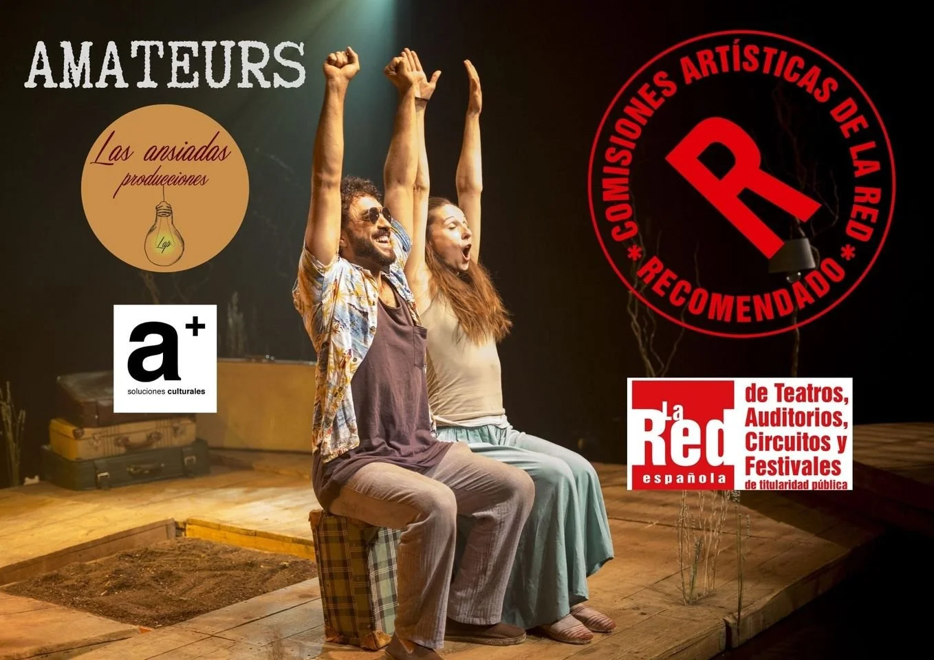 Póster promocional de Miguel Ramiro con María Estévez Serrano  en la obra "Amateurs", de David Roldán.