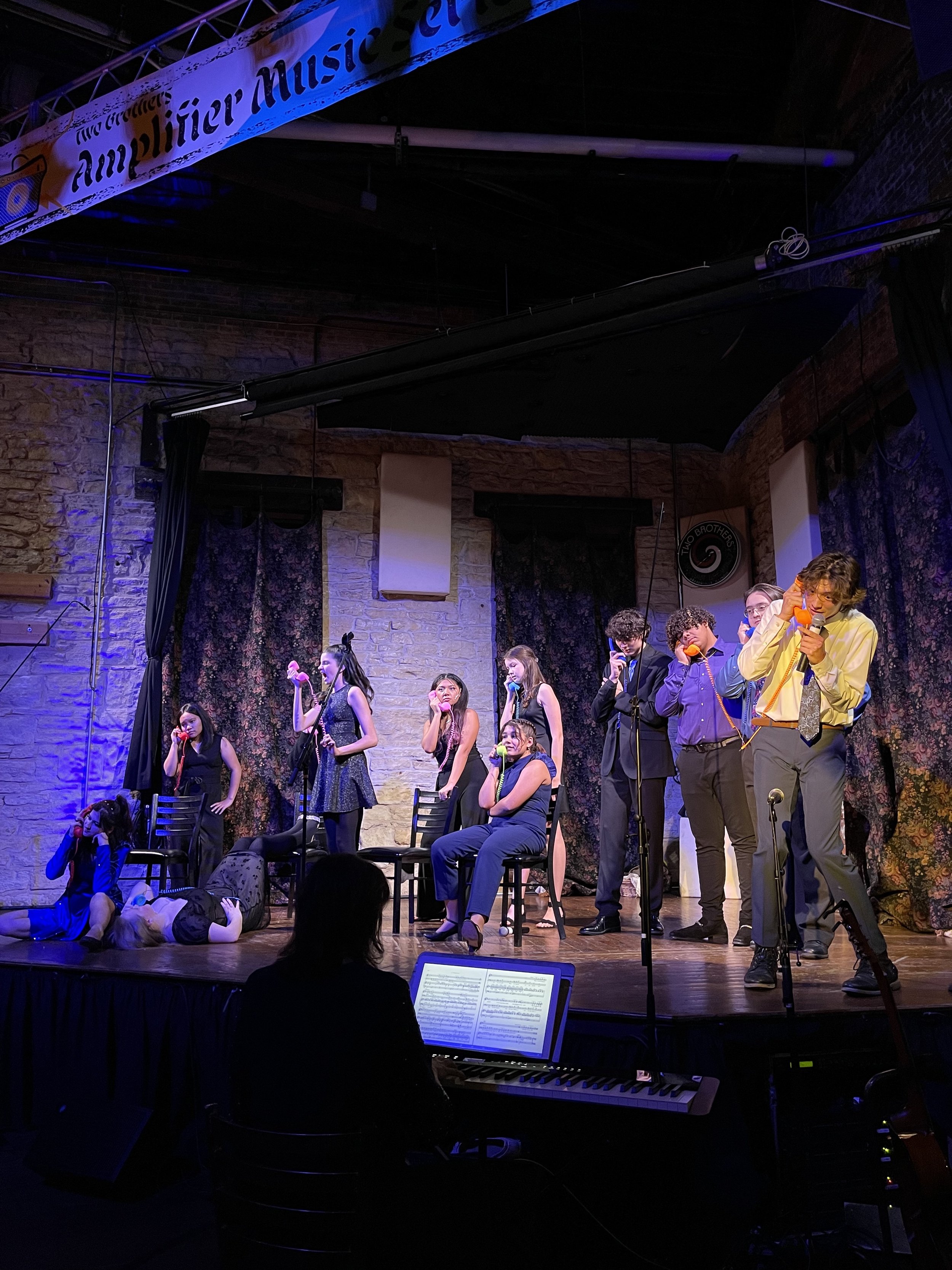 The cast of Shoot for the Moon Junior Cabaret sing Telephone Hour from Bye, Bye Birdie, 2022