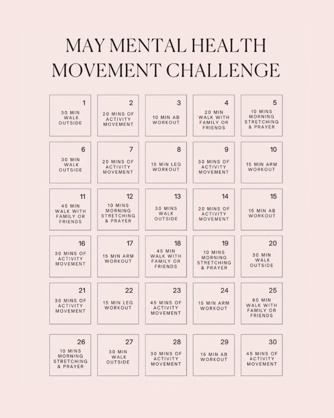 It&rsquo;s gonna be May (IYKYK). No, but how is it May already? Comment &ldquo;MAY&rdquo; and I&rsquo;ll send you the May Mental Health Movement Challenge!

I promise you, it&rsquo;s not overcomplicated. Just simple prompts each day for your restorat