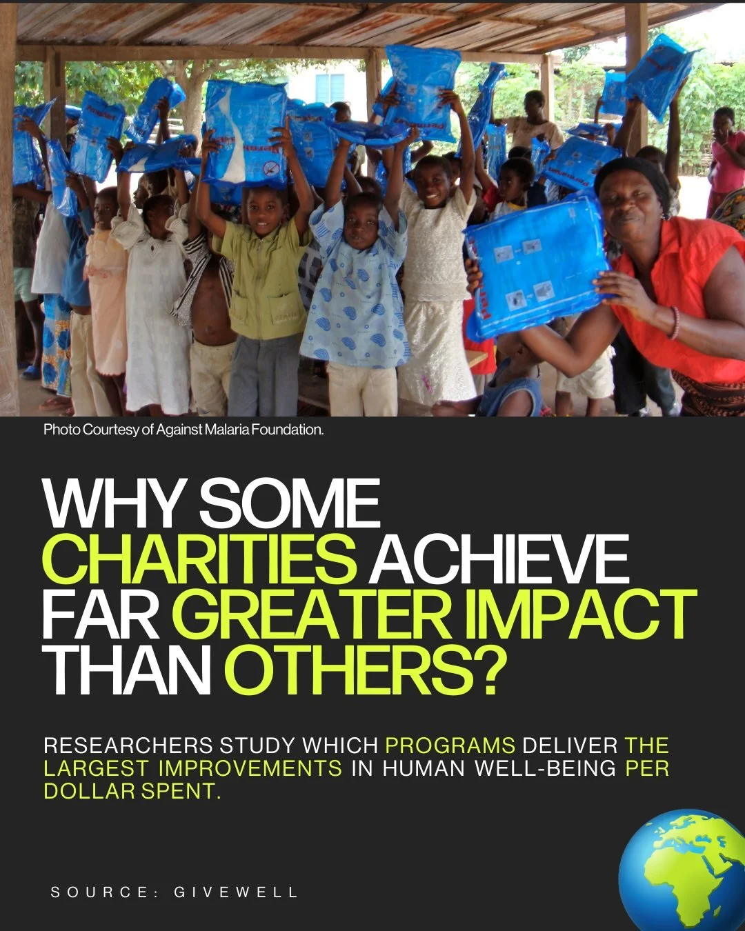 Why do some charities achieve greater impact than others? 🤔⠀
⠀
Research organizations such as GiveWell begin by identifying programs that are highly evidence-backed and cost-effective. They then evaluate the charities implementing those programs by 