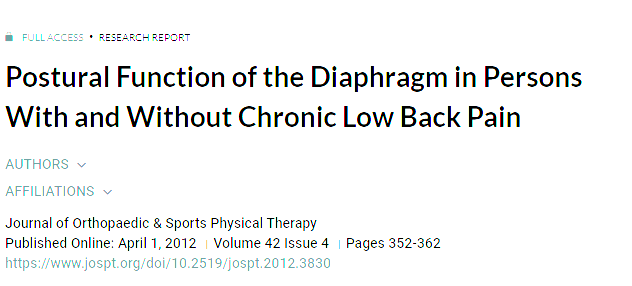 Postural Functions of the Diaphragm and its Movement in Persons With Low Back Pain