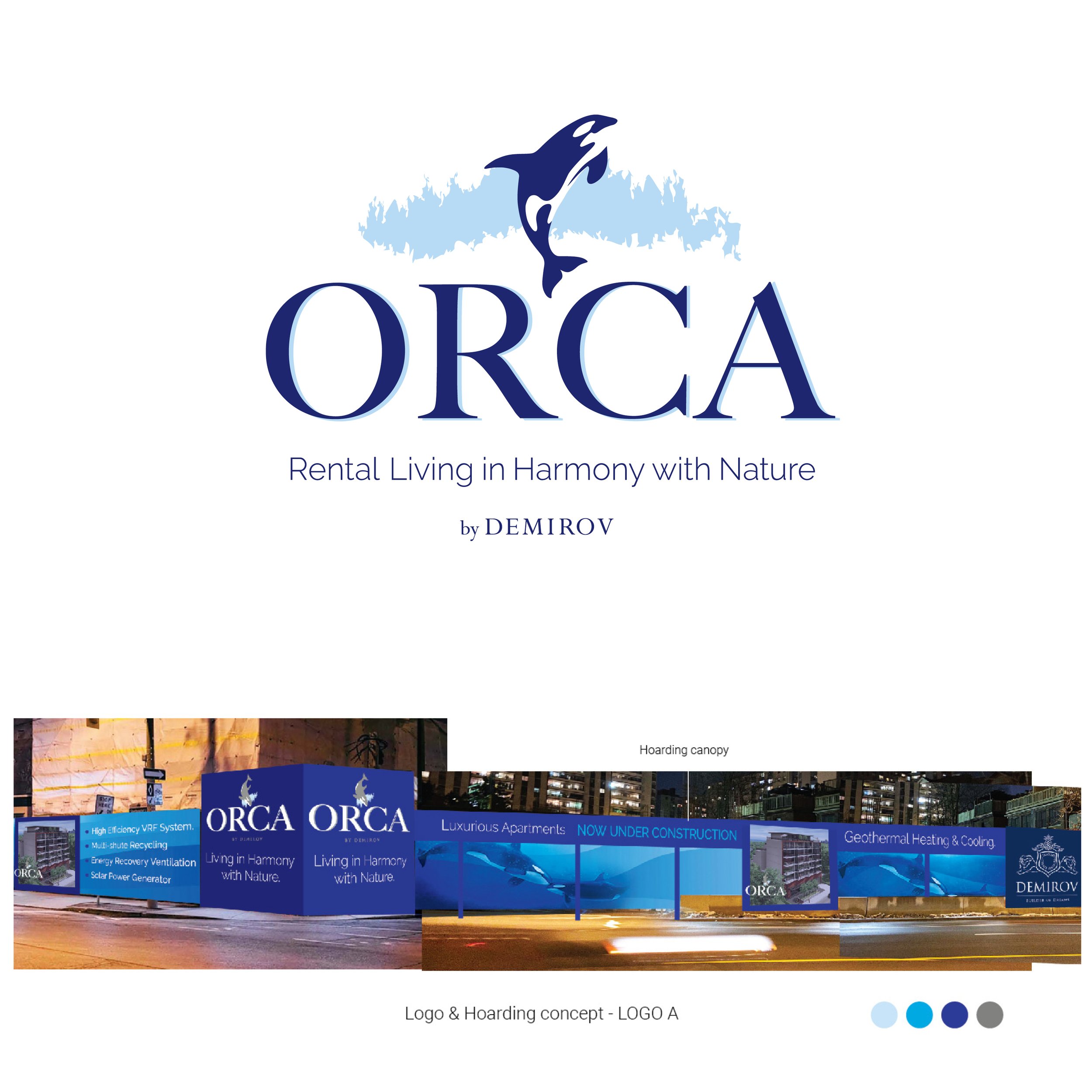 Logo and proposed hoarding for Orca by Demirov