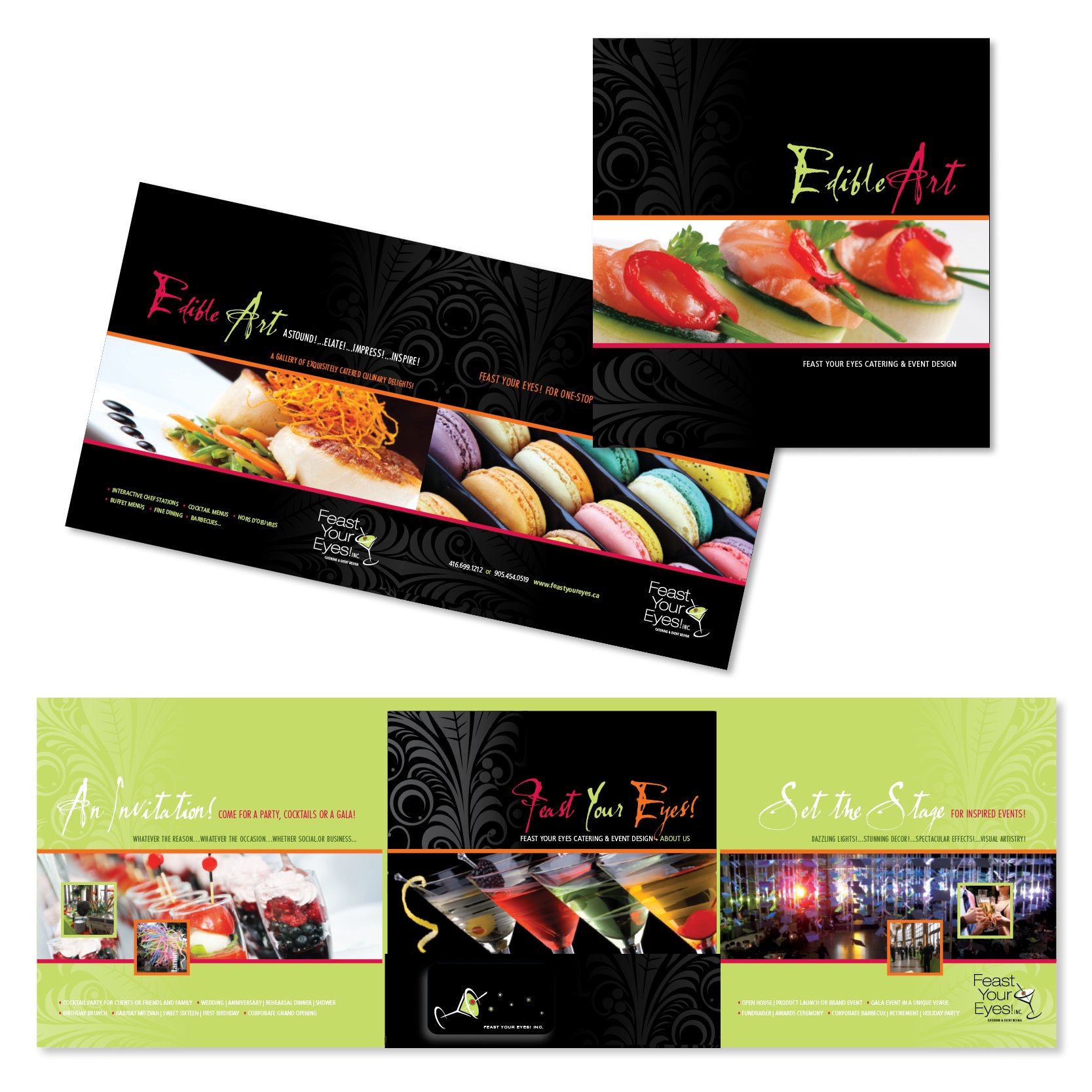 Promo package pocket folder and inserts; Feast Your Eyes! Inc.