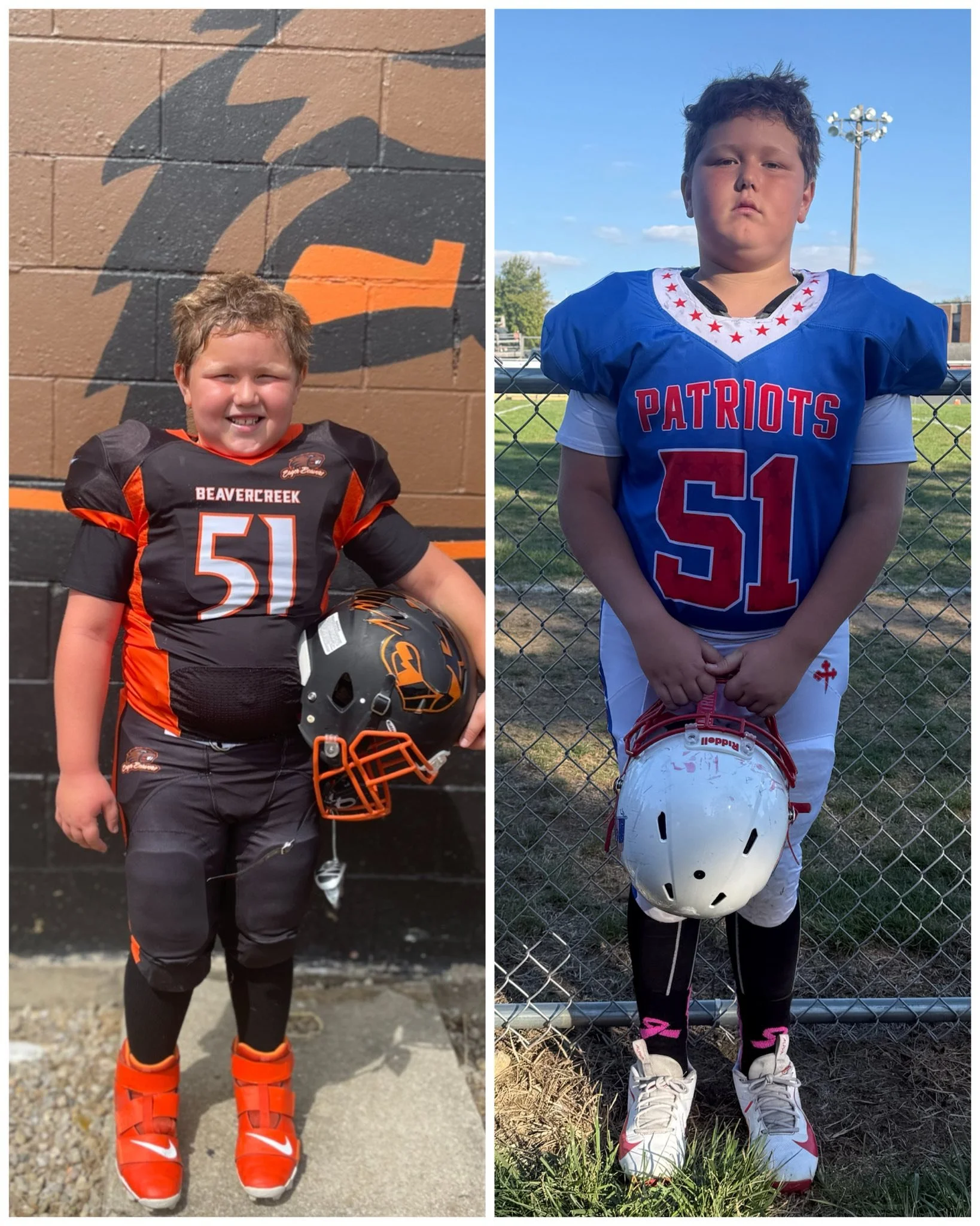 First regular season peewee game vs last regular season peewee game. 😭

Luke the Nuke #51 💪🏽🏈