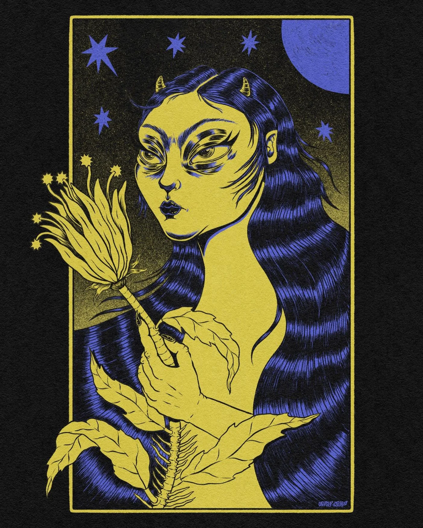 A DRAWING FROM MY IPAD. I don&rsquo;t know who she is or what it&rsquo;s about but I like her long blue hair. 🛜🌀🅿️💤🏧
.
.
.
I used procreate dry ink brush for most of it, and @truegrittexturesupply grain shaders + paper textures because they rule