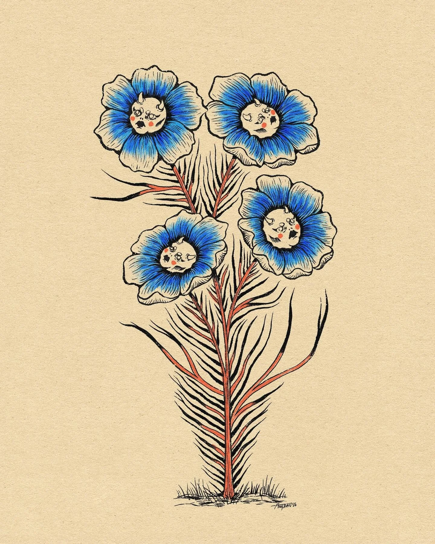 I saw these guys in my garden the other day and I wasn&rsquo;t even scared. They were just saying hello.
.
.
Drawn with the Rusty Nib pens from @truegrittexturesupply 🖋️