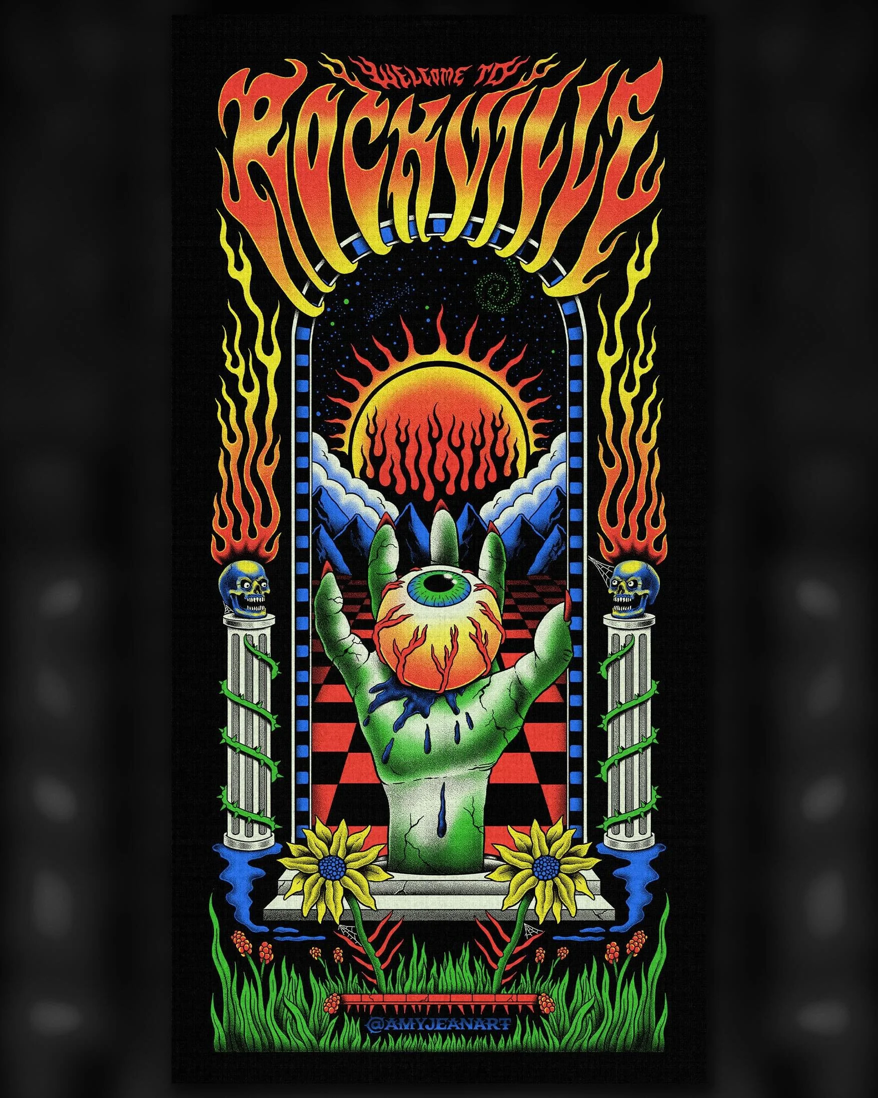 4 x ART PILLARS FOR WELCOME TO ROCKVILLE! I don&rsquo;t have photos of these yet, but I made mockups to help visualise them through the creative process. They&rsquo;re 8x16 FEET HIGH. Pretty huge! Swipe to see all four designs. 
Had a lot of fun maki