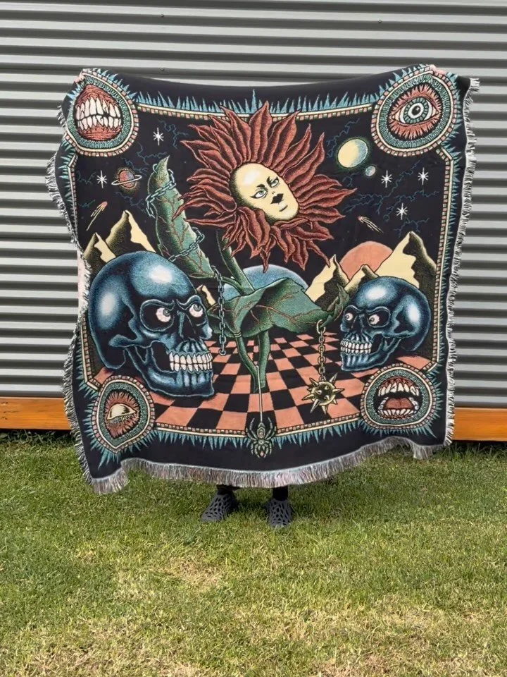 SPACE FLOWER TAPESTRY 62&rdquo; x 62&rdquo;
AHHHHHH 

This one turned out so good. I&rsquo;m in love. Have a swipe to see some close ups. You may remember this artwork from a WHILE ago. Been working on and off for quite some time on digitising this t