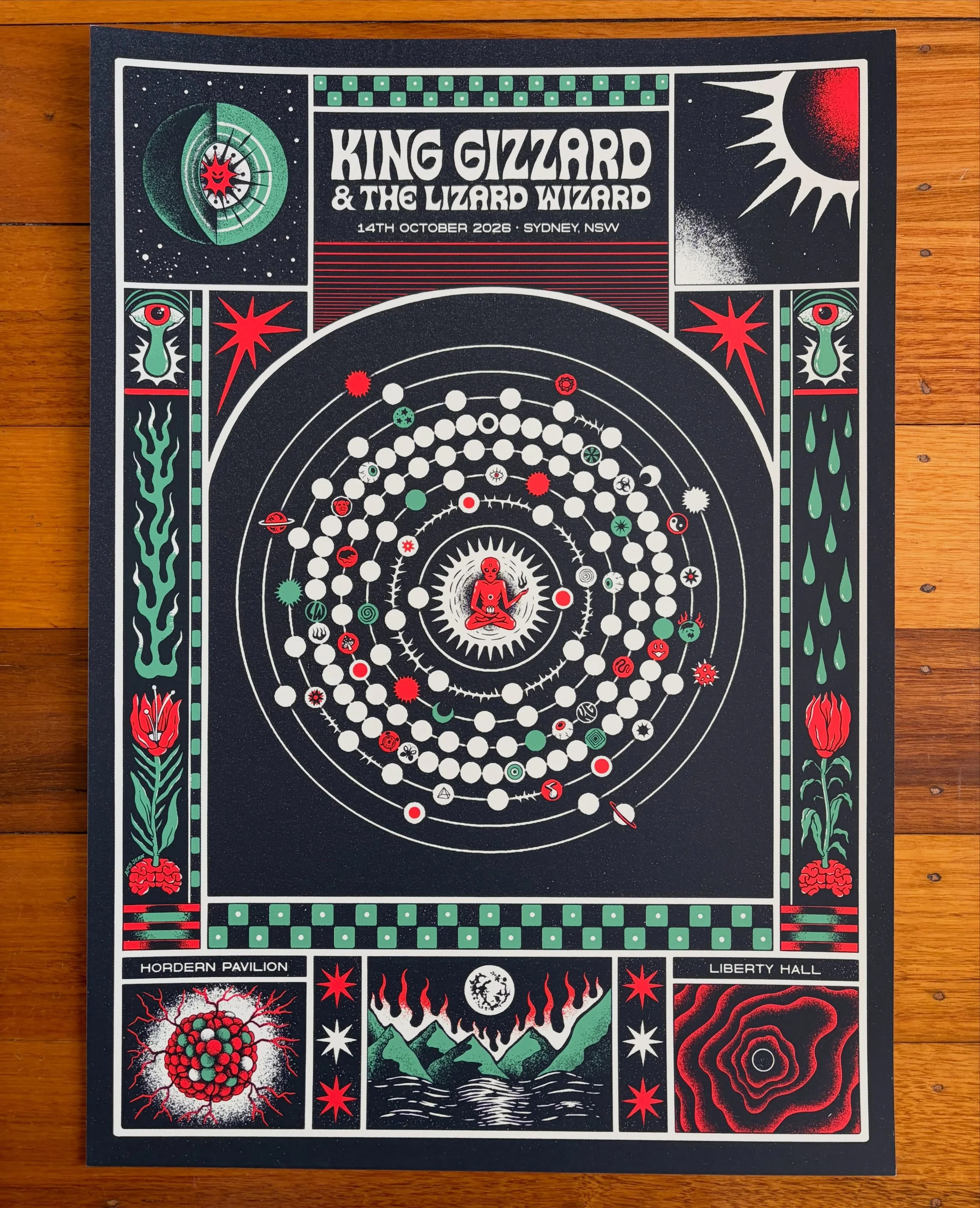 KGLW at Hordern Pavilion &amp; Liberty Hall! 
I wanted this one to have a bit of an old science poster vibe to it. In my favourite colours, of course. I&rsquo;ll have a small amount for sale in my shop in the coming days. Sign up for emails via my we