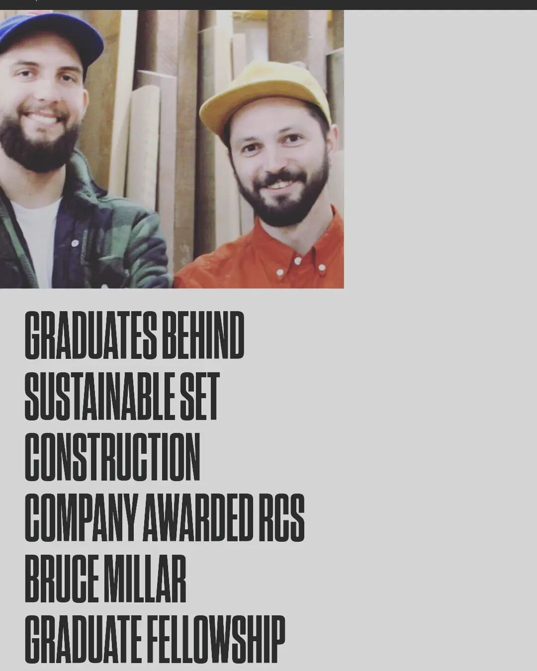 We know many of you know this, we won the Bruce Millar Graduate Fellowship last year. Since then it's allowed us to do so many things, and in 2023 we hope to start making real change in the way we think about sustainability in our industry. 

There's