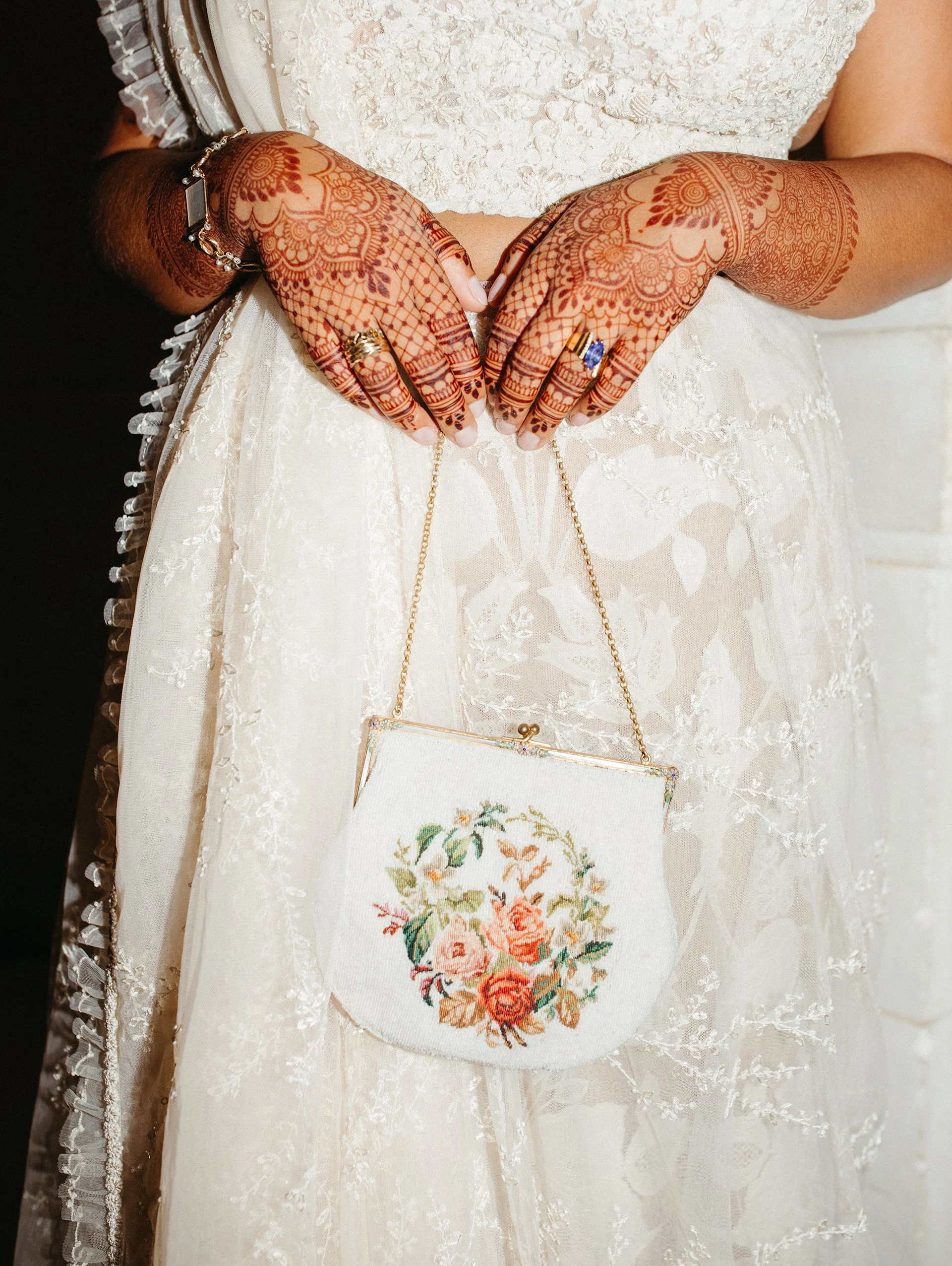 bride with henna at multicultural wedding