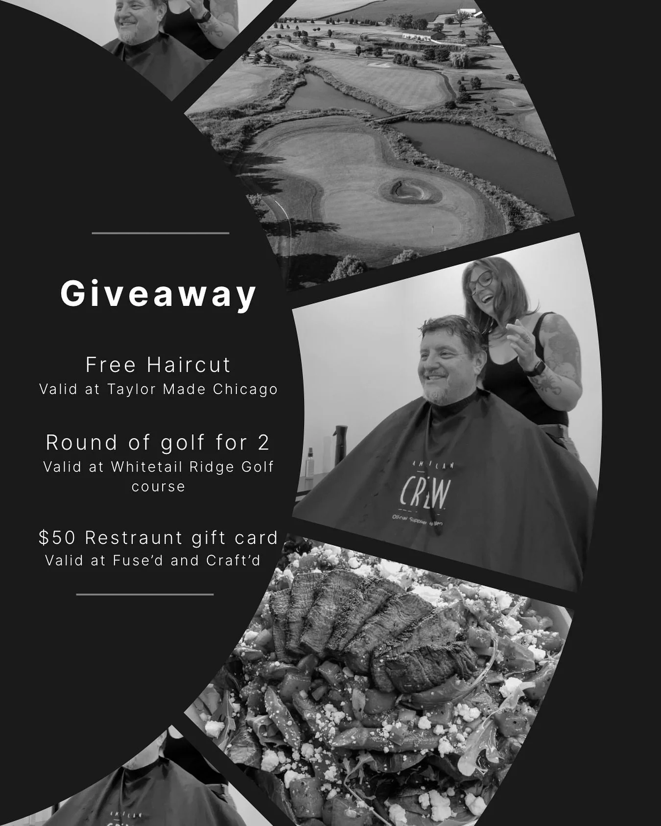 Can&rsquo;t believe that I have been a fully  functioning business for over 6 months. To celebrate I&rsquo;m giving away a few of my favorite things to 2 lucky winners!

💇🏼&zwj;♂️ Free haircut with yours truly
🏌🏼 Round of golf for 2 at @whitetail