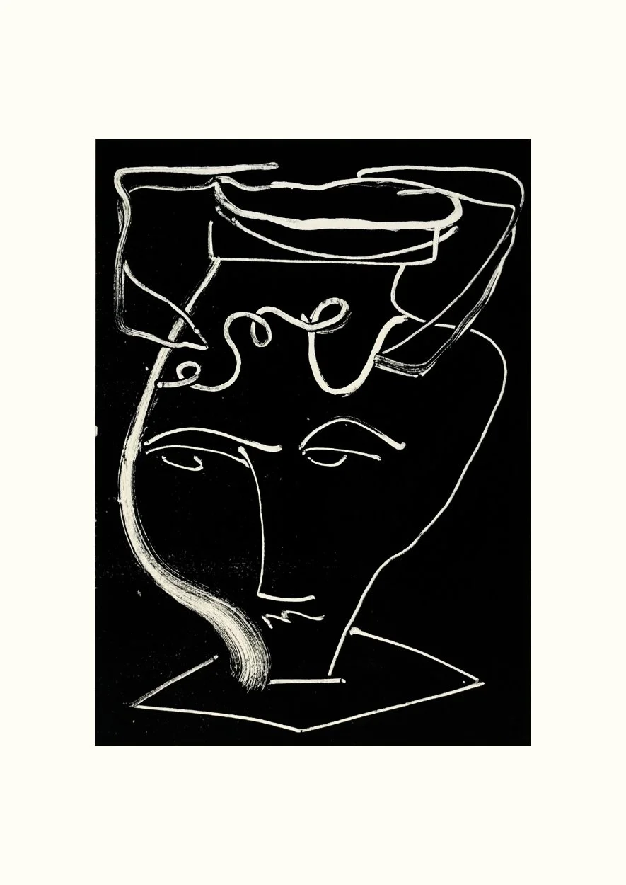 Anthropomorphic Vessel 16, Frances Caro, 2026, relief ink on paper, 45 x 60 cm, $395, Framed