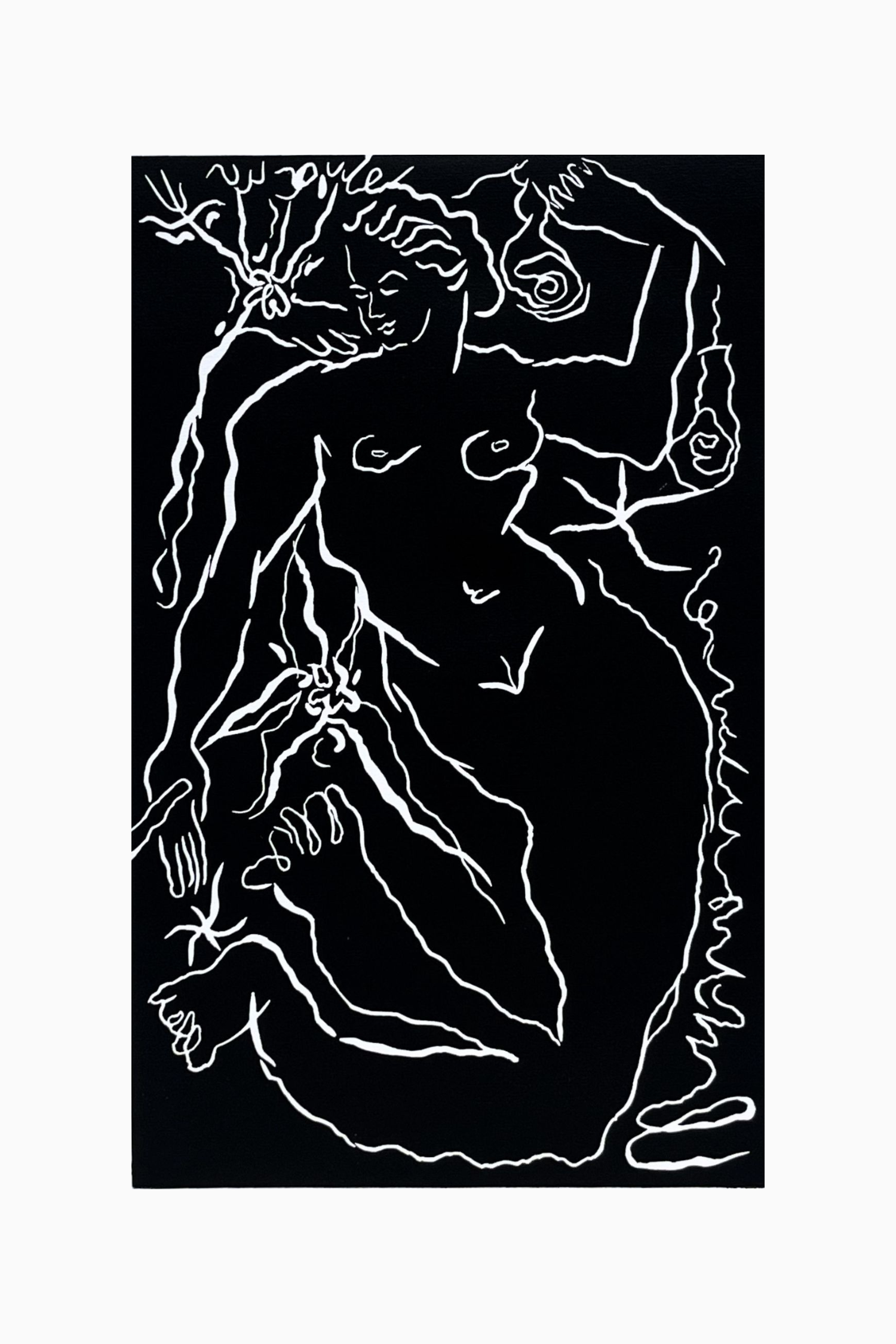 Siren VII, Frances Caro, 2026, limited edition lino print, 50 × 70 cm, $150, Not Framed