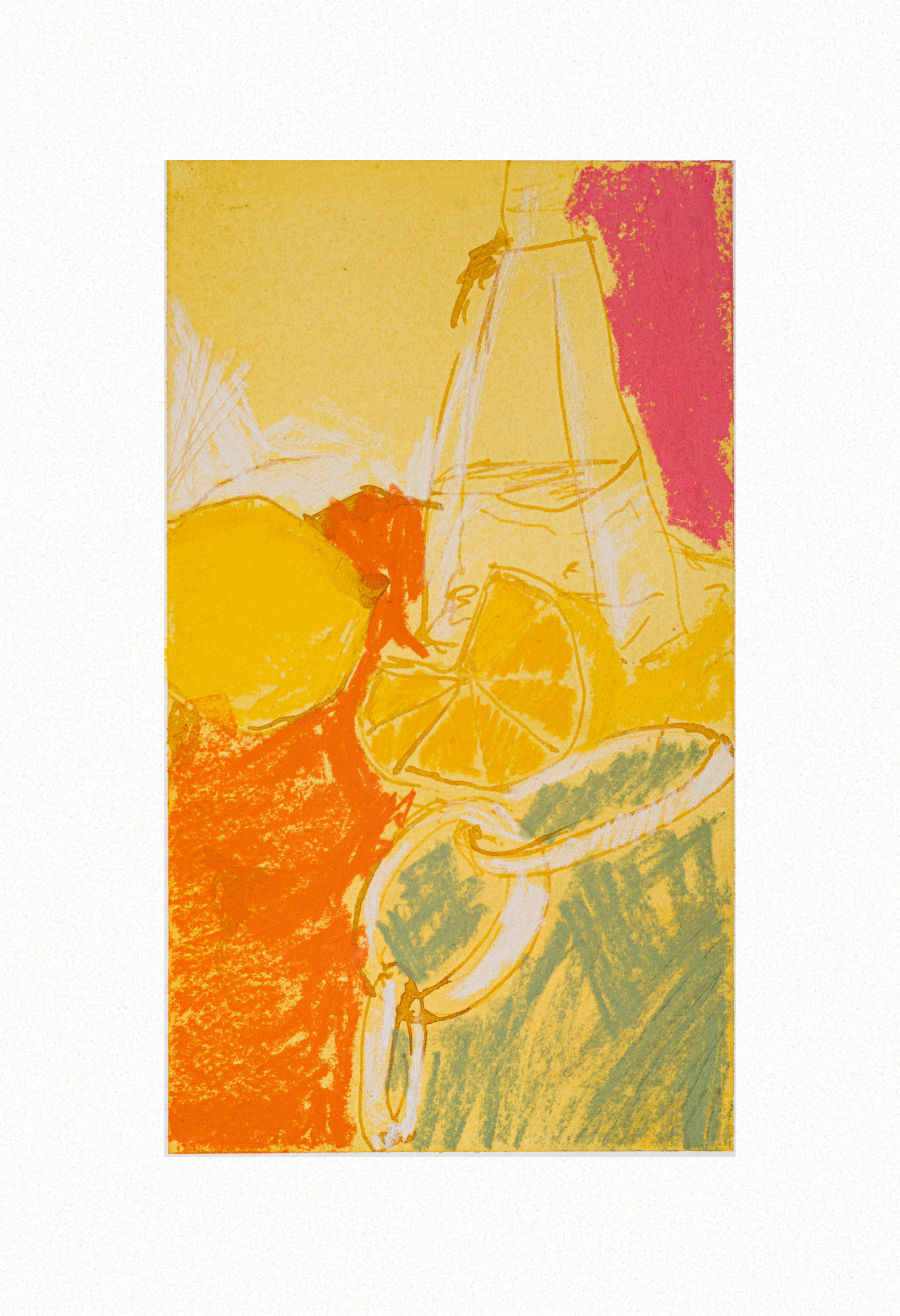 Spring Still Life Colour II 2022, Oil Pastel & Acrylic Ink on Archival Paper. 19.5cm x 28.5cm. Rhianna Phillips. $100.