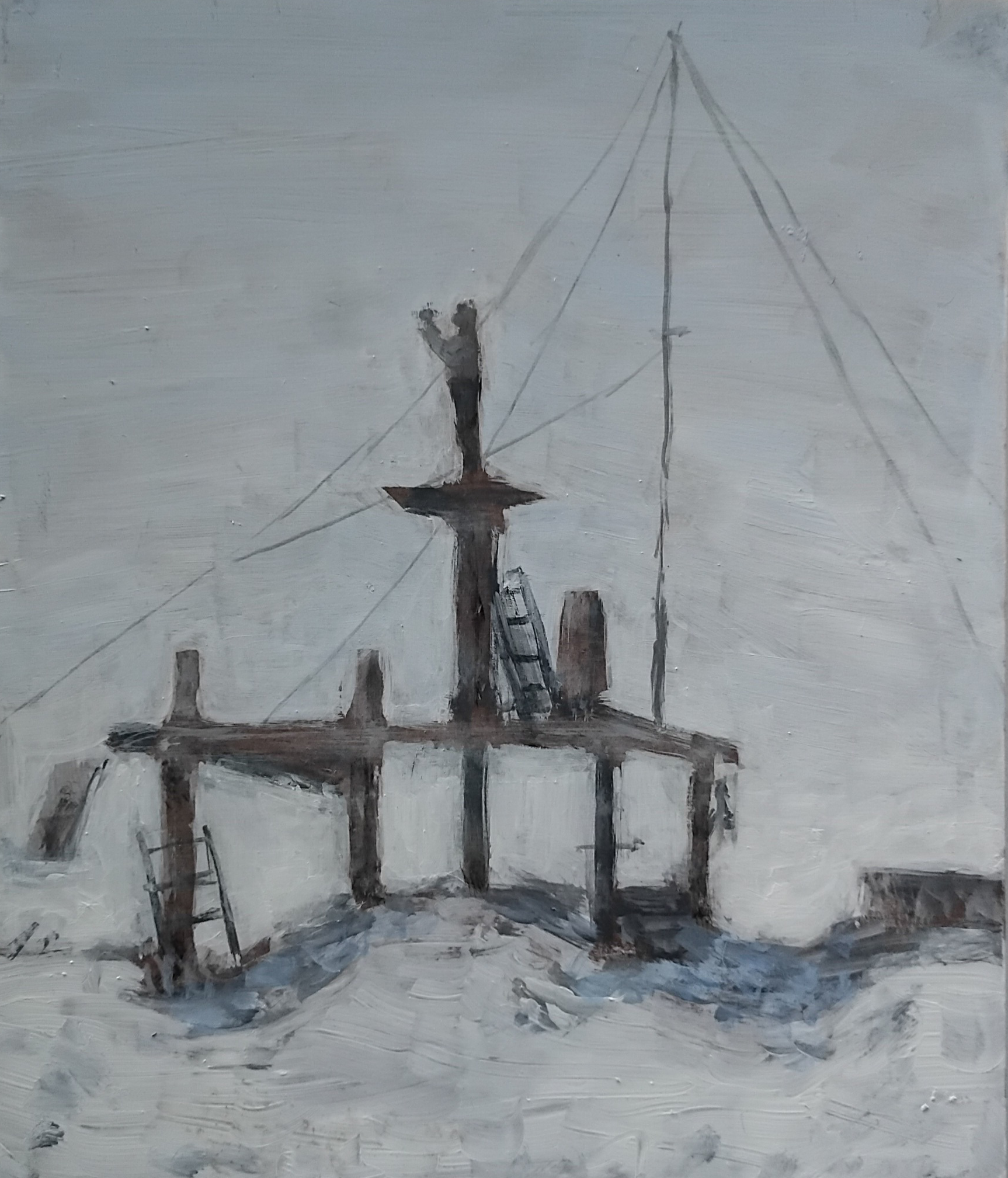 The Lookout, Aaron Butt, 2025, acrylic on board, 27.5 x 32 cm, $240, Not Framed