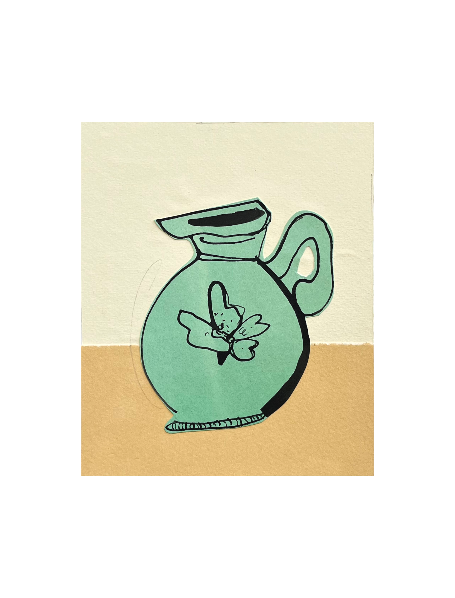 Deconstructed Still Life I 2022, Acrylic Ink, Collage on Hand Dyed Archival Paper. 25cm x 19cm. BY FRANCES. $95.