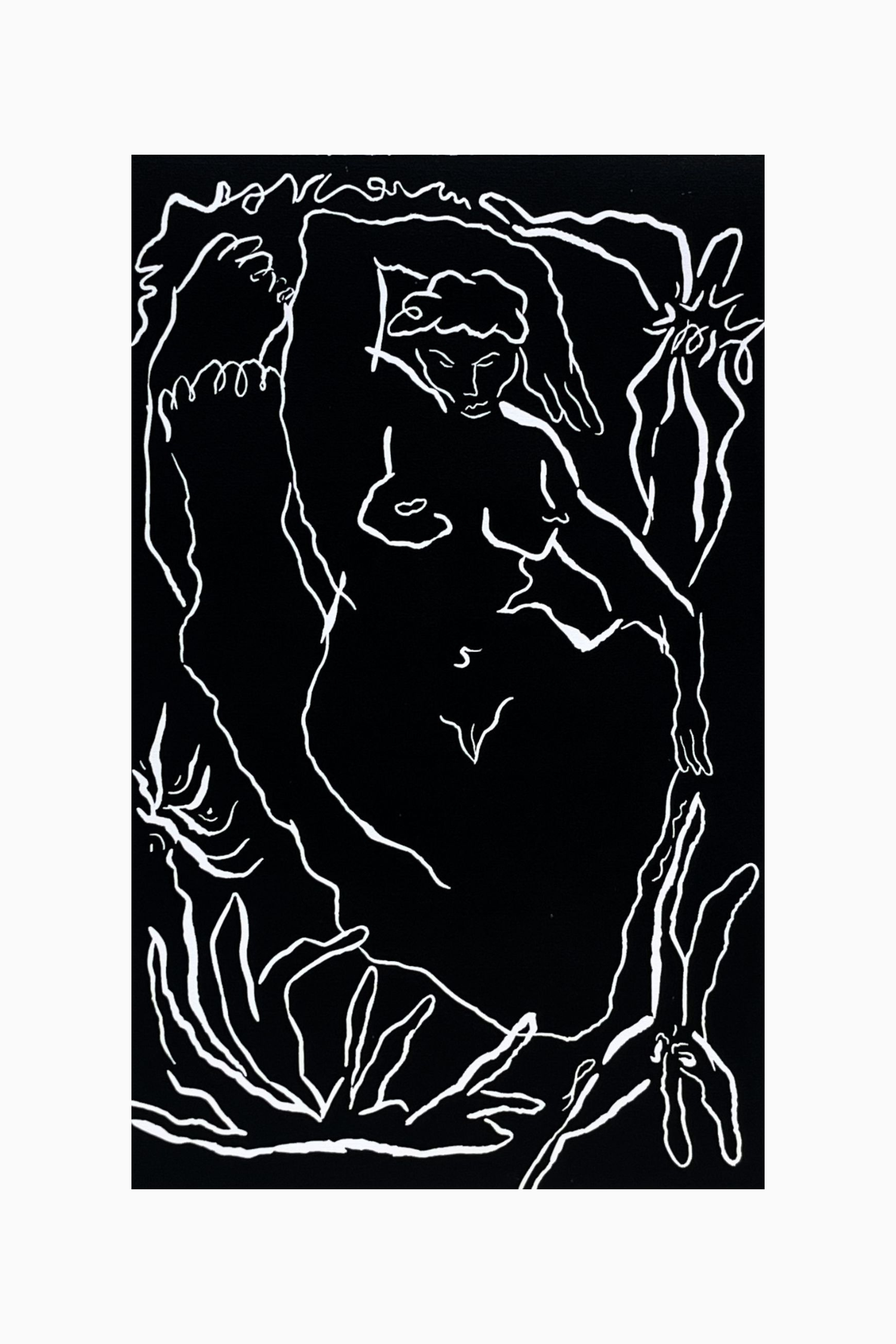 Siren VI, Frances Caro, 2026, limited edition lino print, 50 × 70 cm, $150, Not Framed