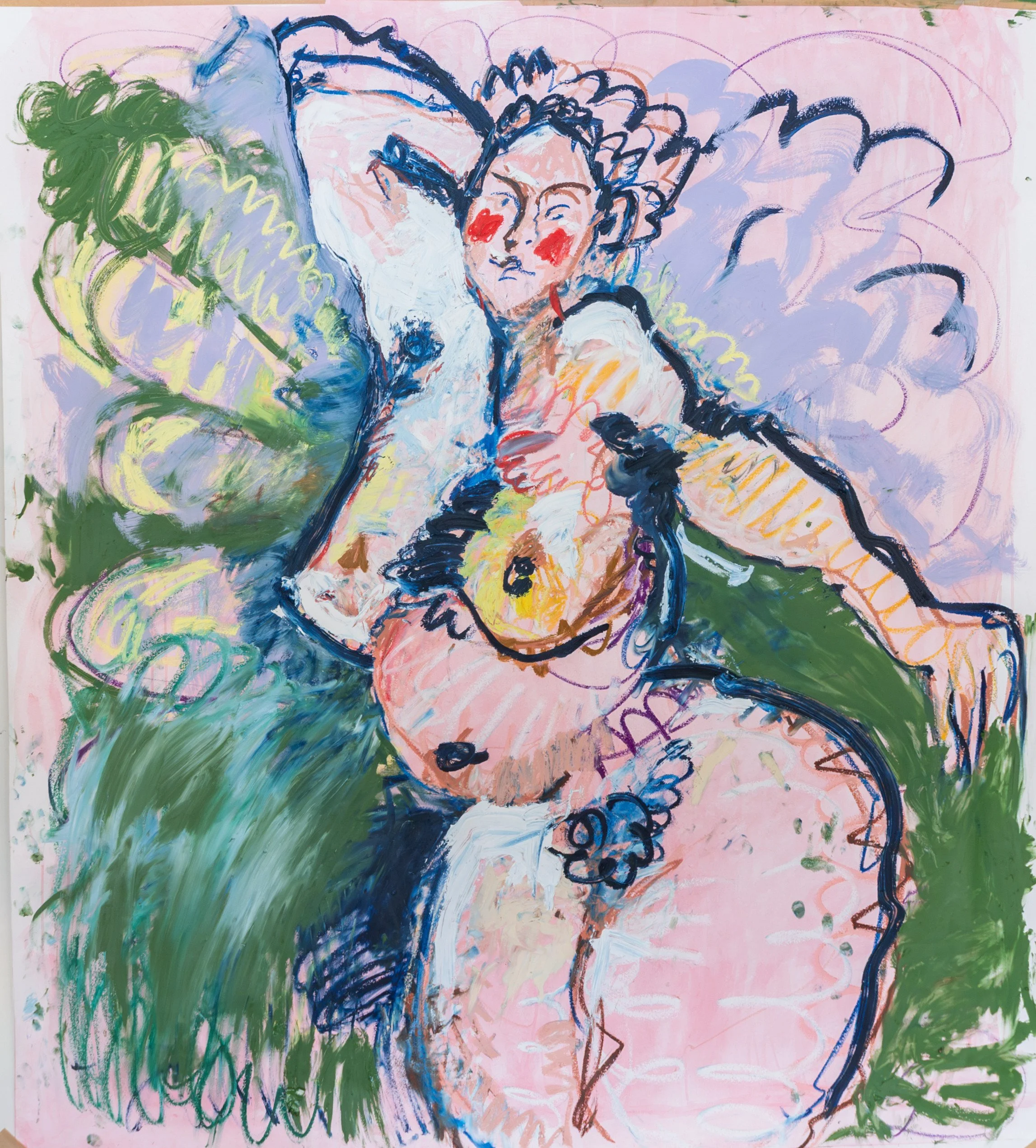 SOLD | Bonnie Move, Rhianna Phillips, 2026, Acrylic Ink, Oil Pastels and Oil Paint on Archival Paper, 162 x 149 cm, $550, Unframed
