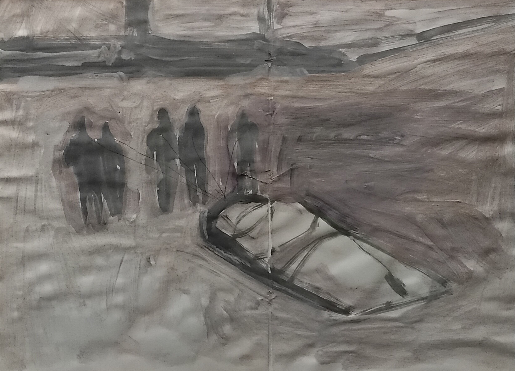 The March II, Aaron Butt, 2026, acrylic on paper, 45 x 33 cm, $290, Framed