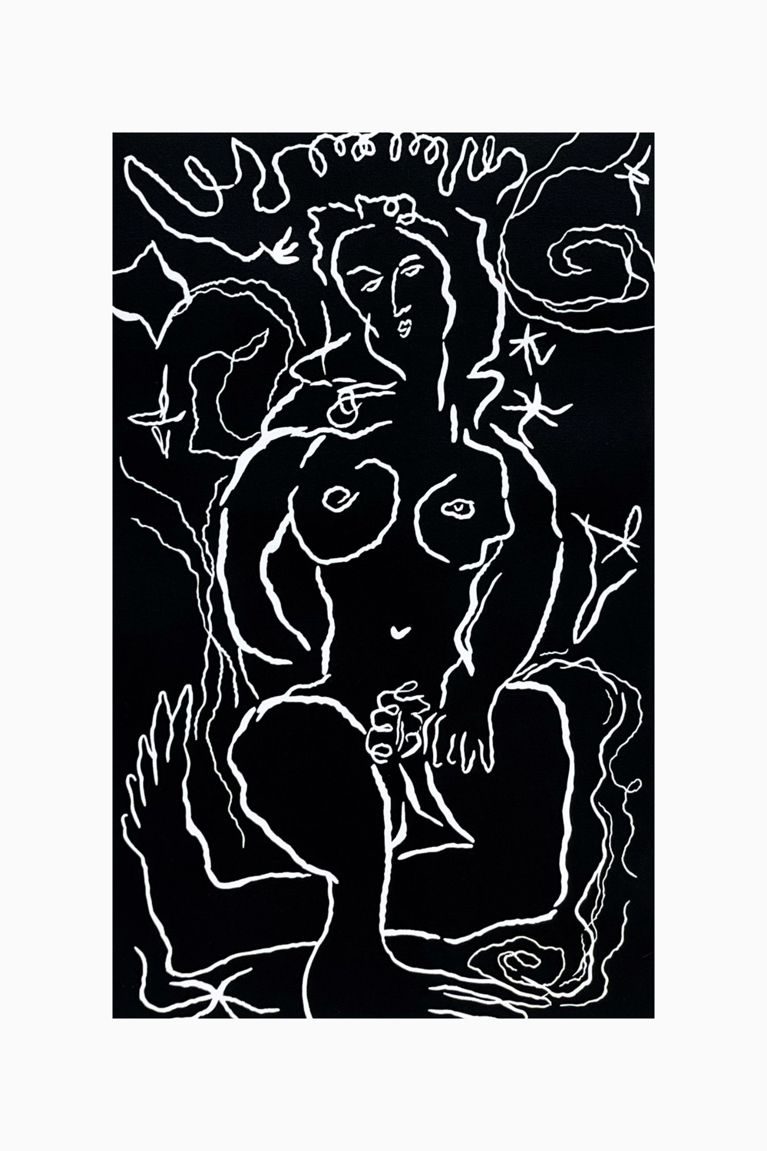 Siren III, Frances Caro, 2026, limited edition lino print, 50 × 70 cm, $150, Not Framed